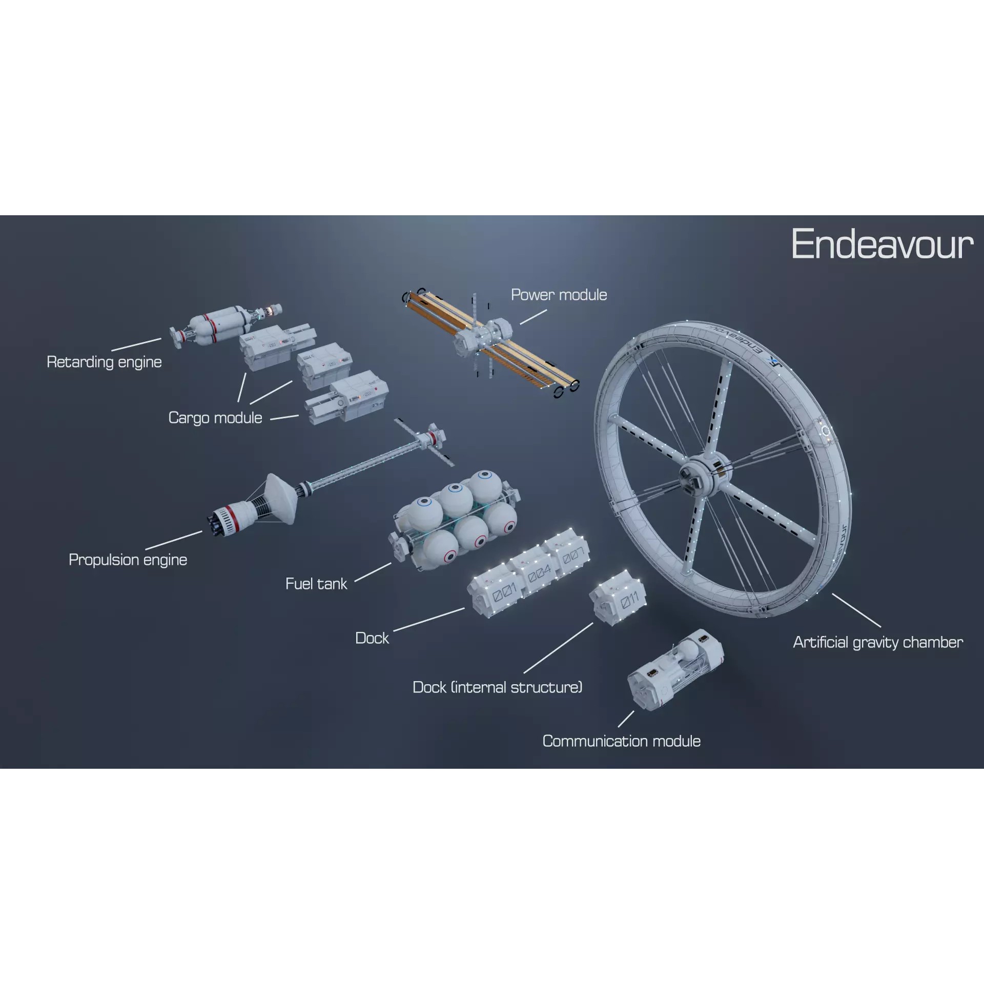 Endeavour Planetary Shuttle - Low-Poly Game-Ready 3D Model - View 2