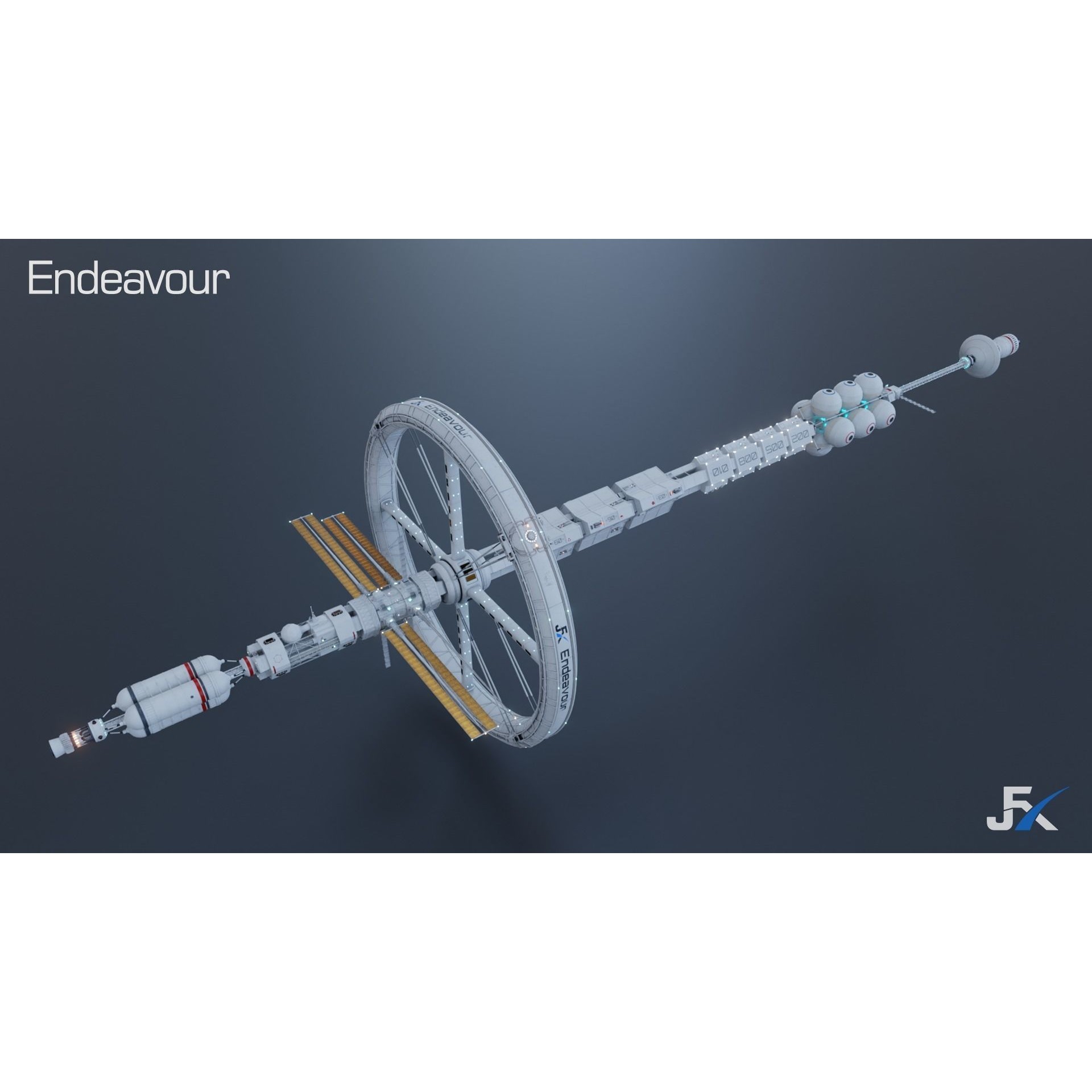 Endeavour Planetary Shuttle - Low-Poly Game-Ready 3D Model - View 4