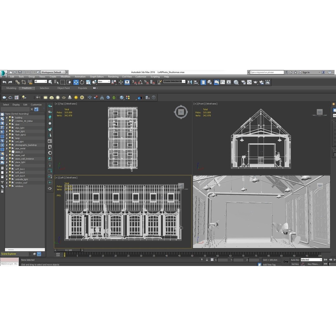 Loft Photo Studio 3D Model – Scandinavian Interior, Blender & FBX Formats