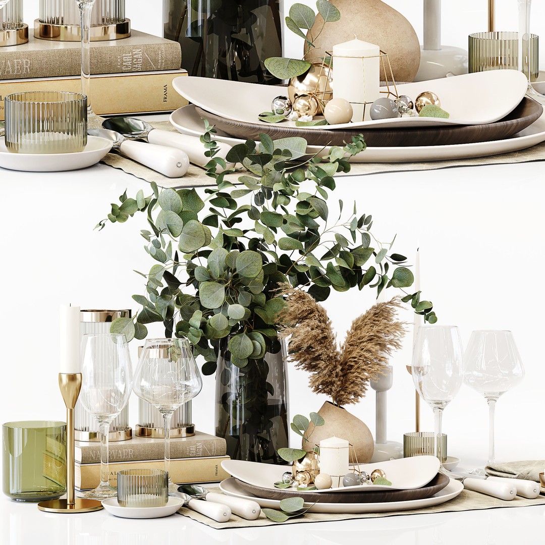 Table Setting 3D Model – Low Poly Kitchen Decor, FBX & OBJ - View 12