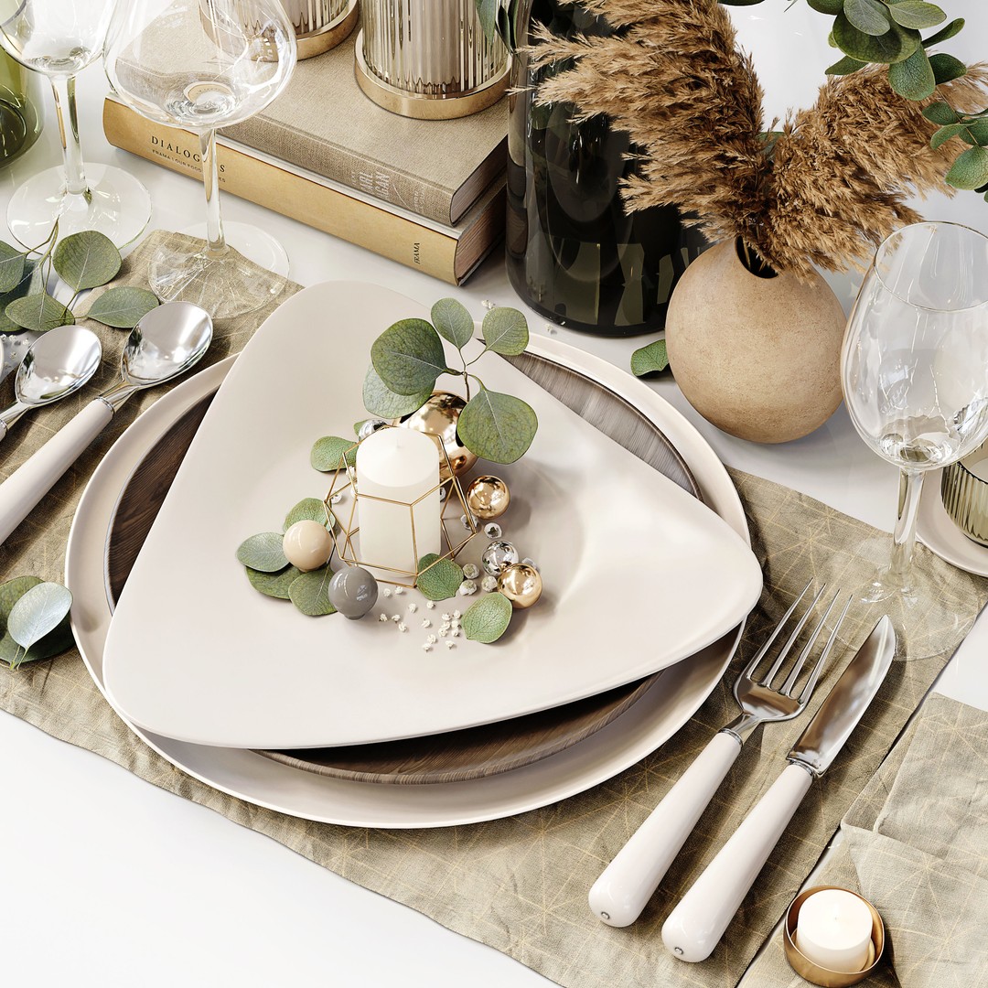 Table Setting 3D Model – Low Poly Kitchen Decor, FBX & OBJ - View 5