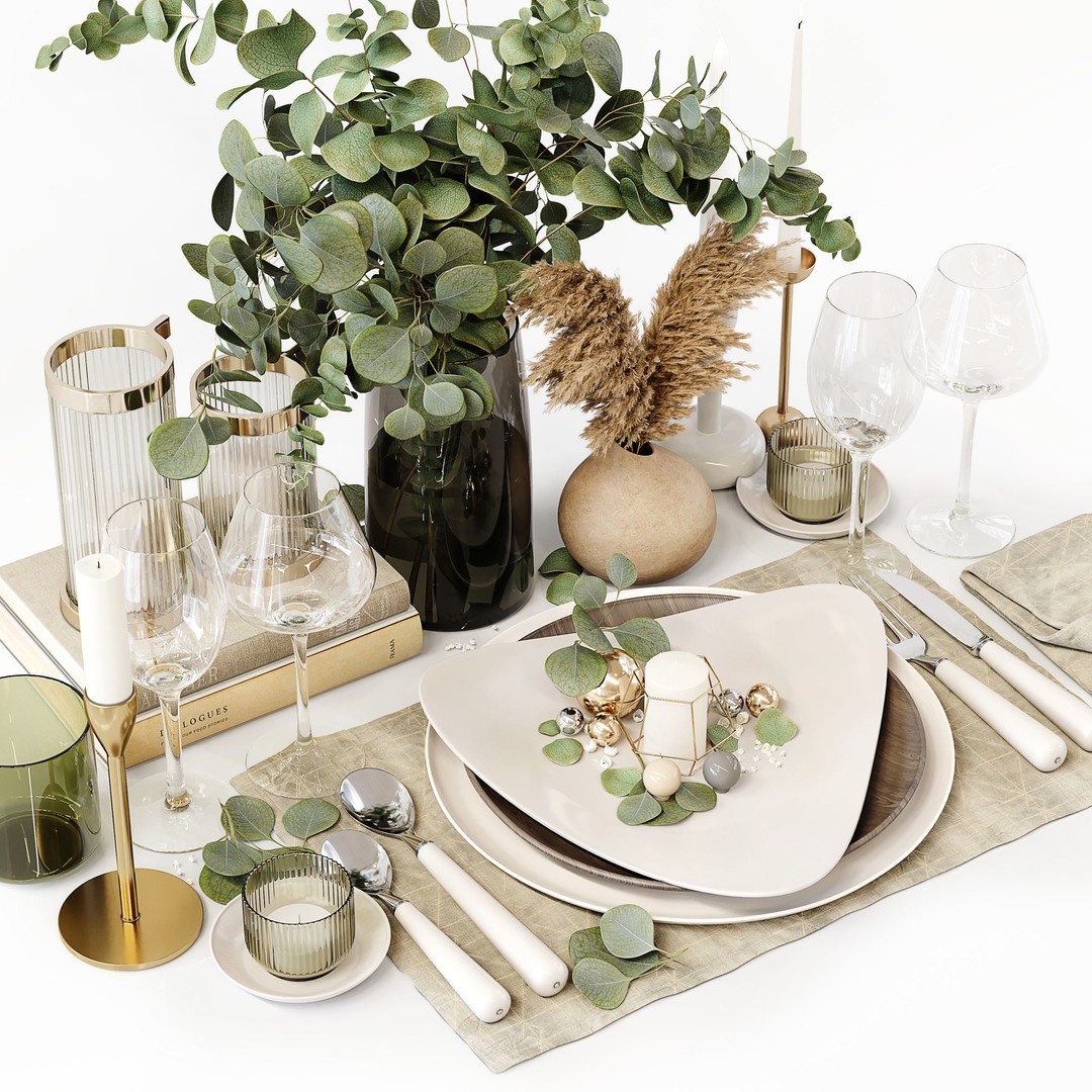 Table Setting 3D Model – Low Poly Kitchen Decor, FBX & OBJ - View 7