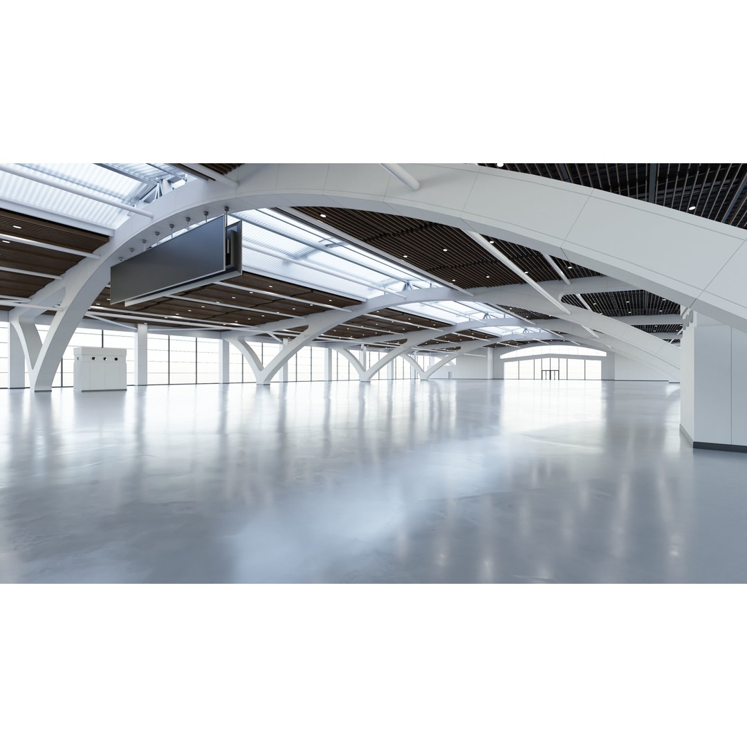 Exhibition Hall 3D Model – Low Poly Interior with PBR Textures, FBX, OBJ - View 10