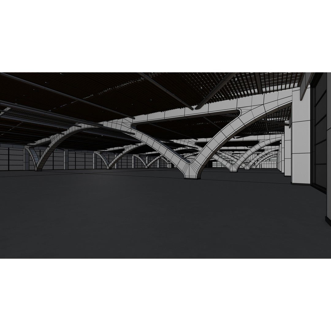 Exhibition Hall 3D Model – Low Poly Interior with PBR Textures, FBX, OBJ - View 13