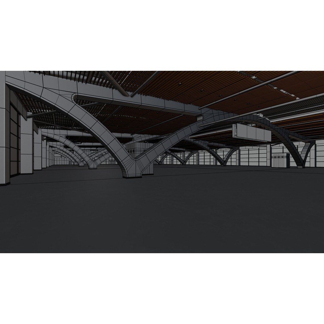 Exhibition Hall 3D Model – Low Poly Interior with PBR Textures, FBX, OBJ - View 15