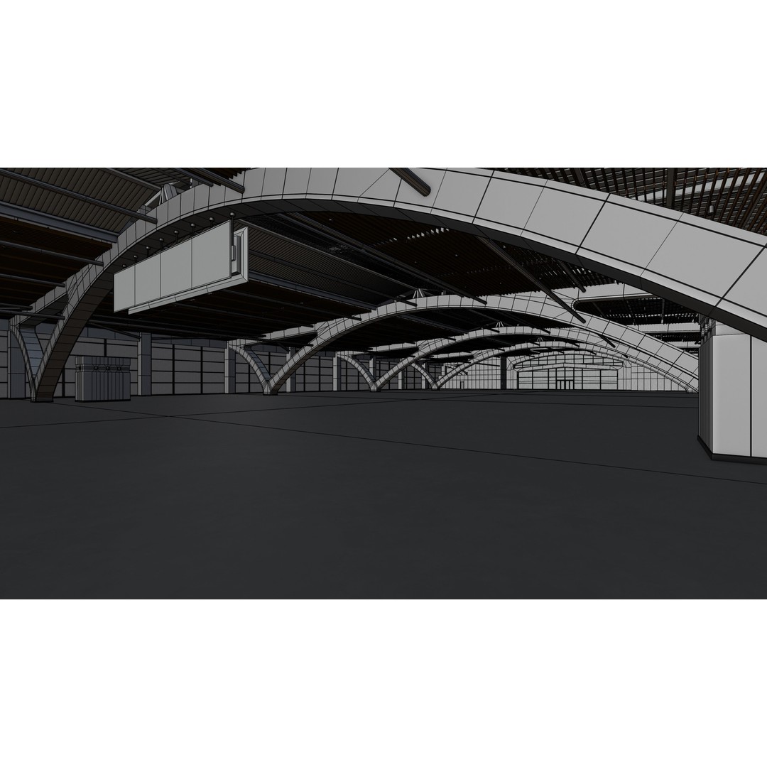 Exhibition Hall 3D Model – Low Poly Interior with PBR Textures, FBX, OBJ - View 20