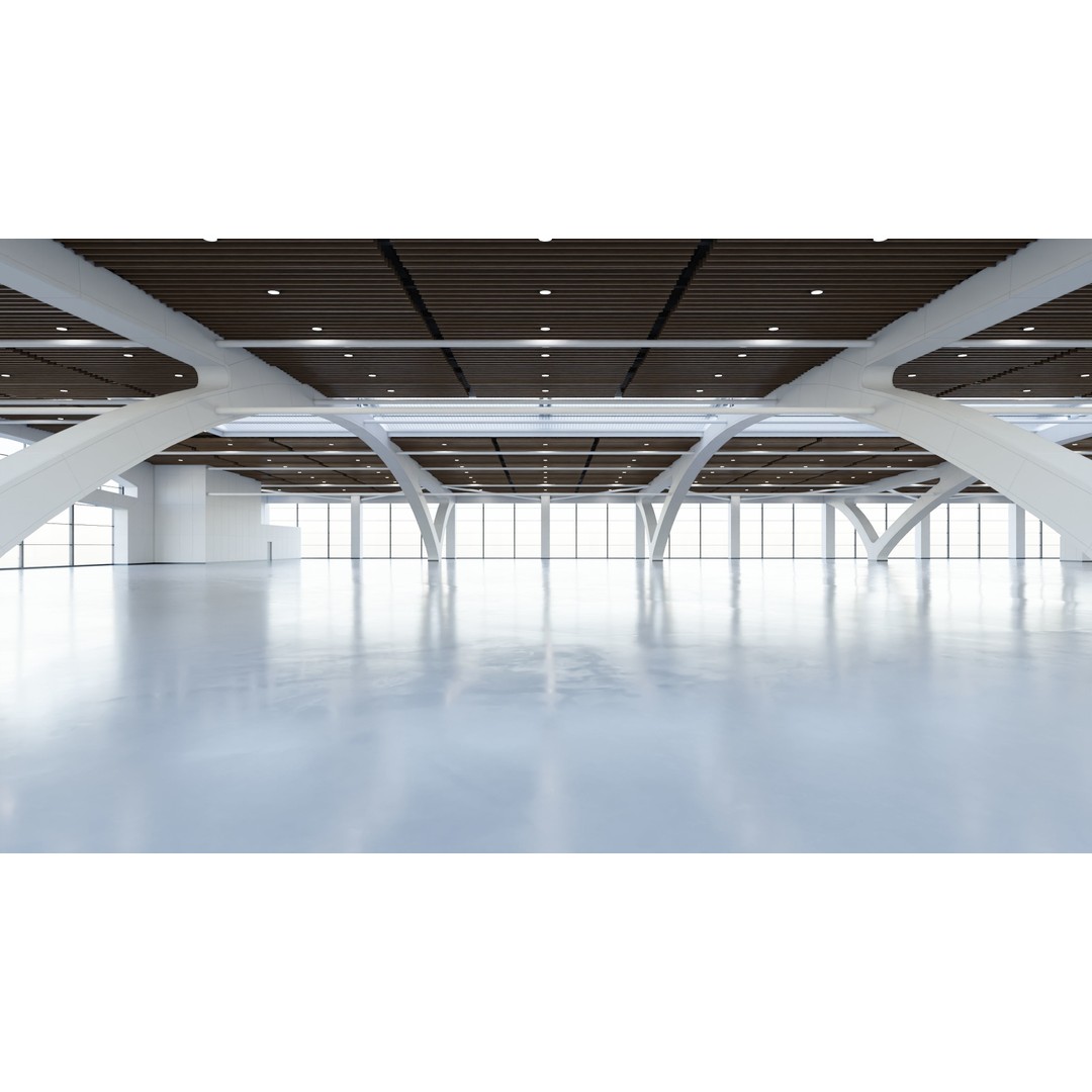 Exhibition Hall 3D Model – Low Poly Interior with PBR Textures, FBX, OBJ - View 4
