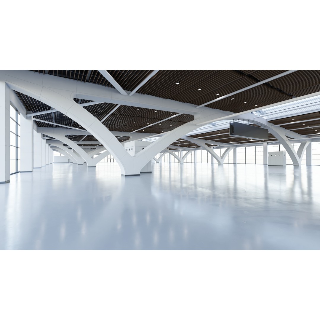 Exhibition Hall 3D Model – Low Poly Interior with PBR Textures, FBX, OBJ - View 5