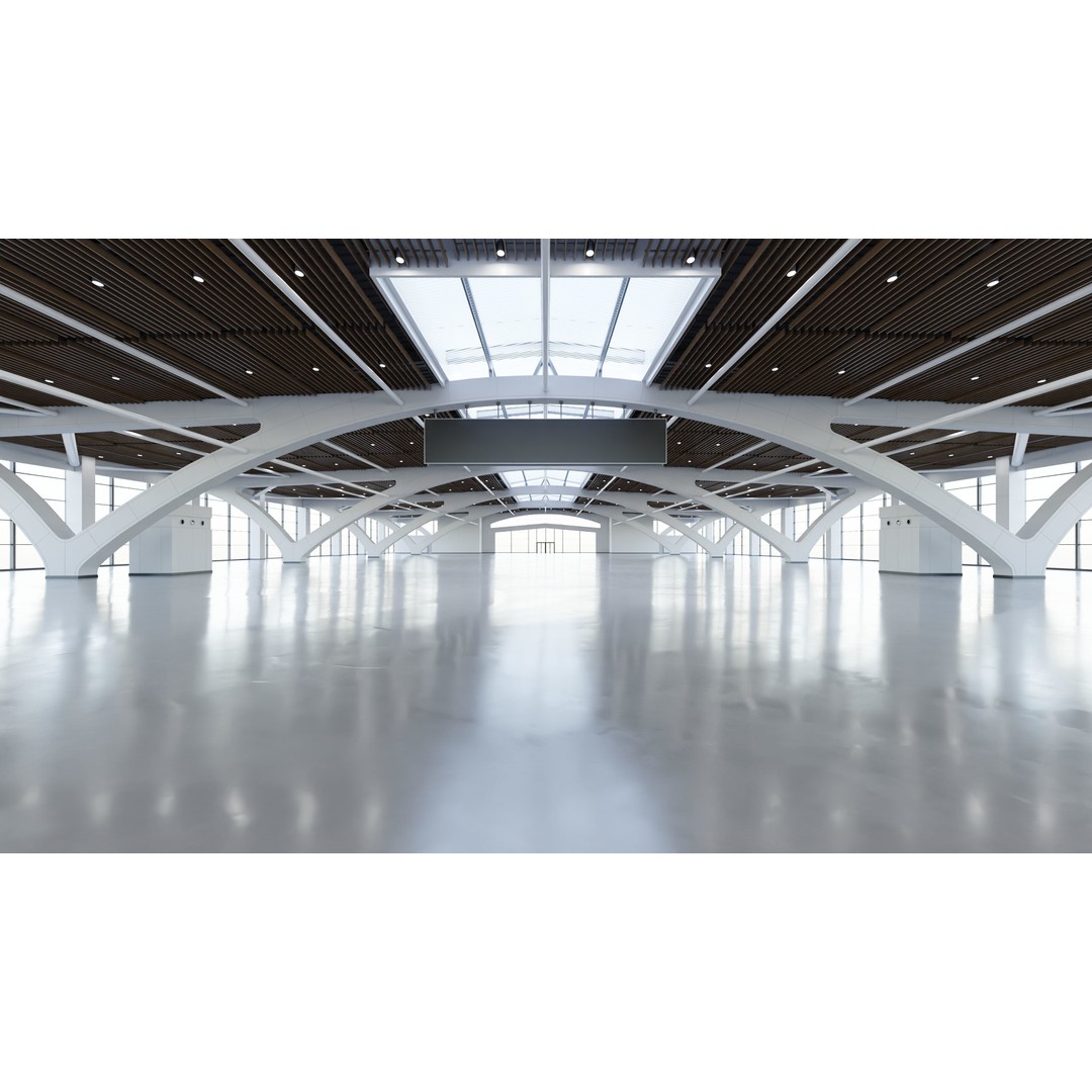 Exhibition Hall 3D Model – Low Poly Interior with PBR Textures, FBX, OBJ - View 9