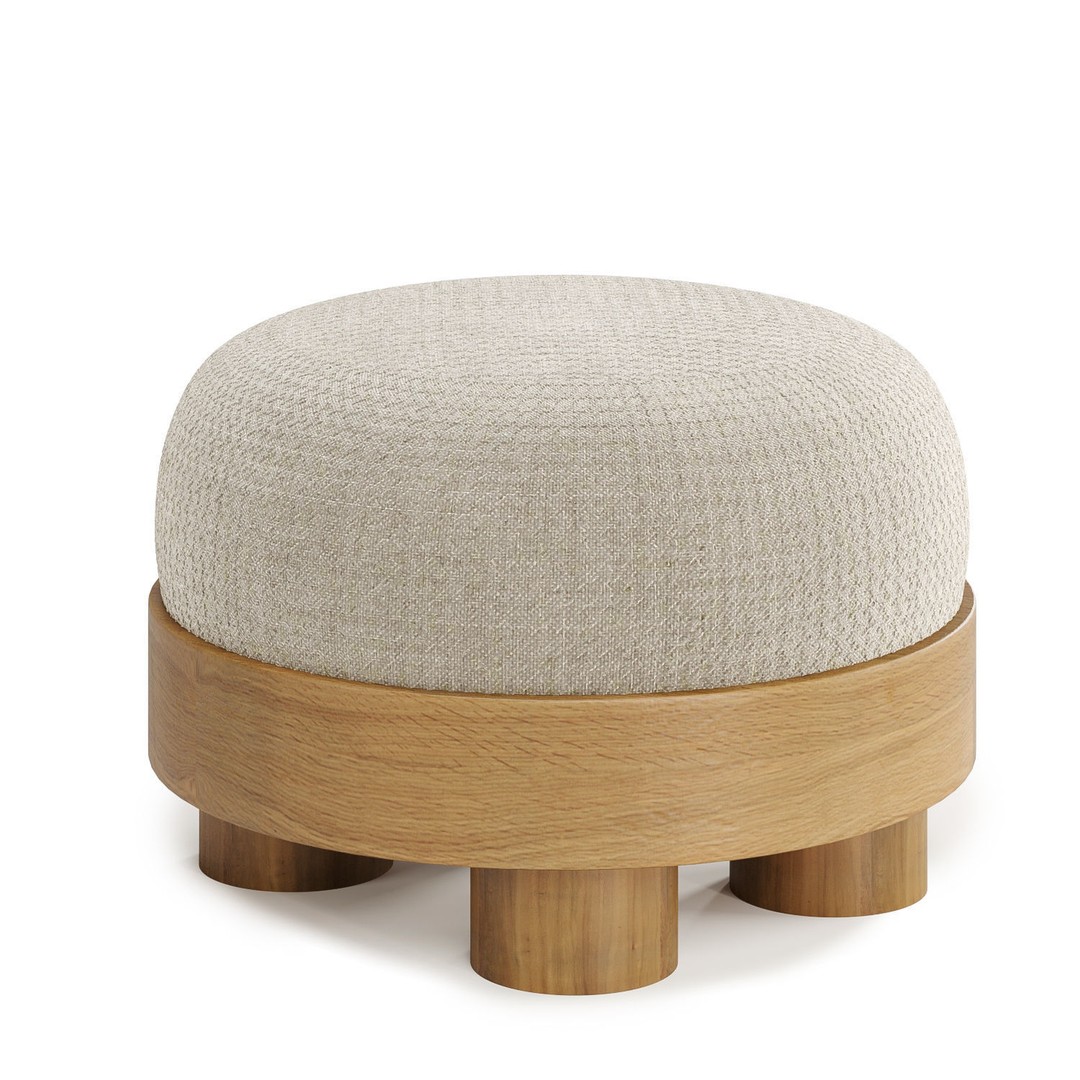 Invisible Collection Pouf 3D Model – Modern Fabric Ottoman, FBX, OBJ - View 4