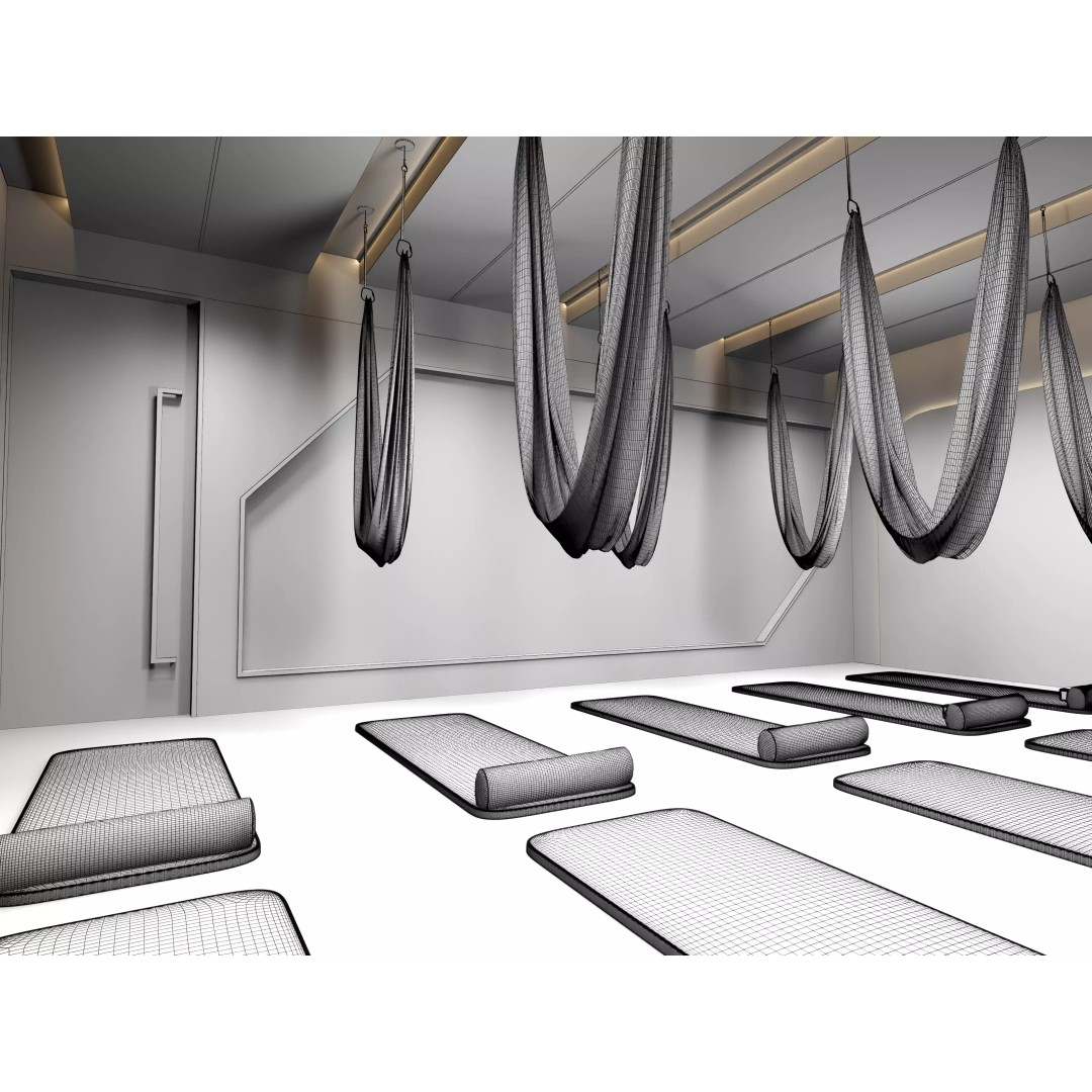 Modern Pilates Studio 3D Model – Realistic Interior Scene, FBX, OBJ