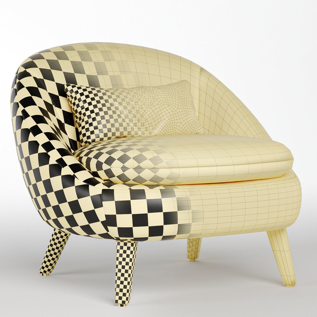 Cozy Chair 3D Model – Modern Fabric Armchair with Textures
