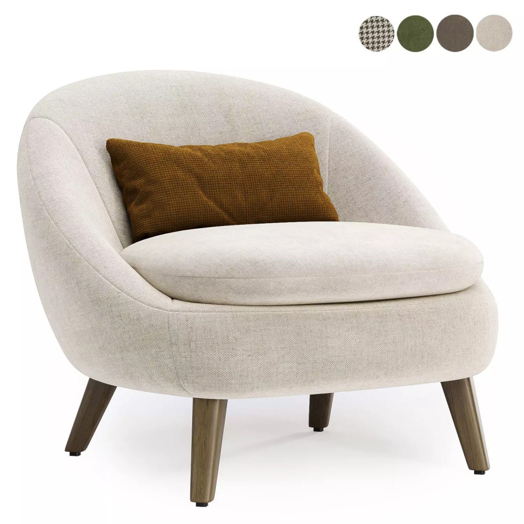 Cozy Chair 3D Model – Modern Fabric Armchair with Textures - View 2