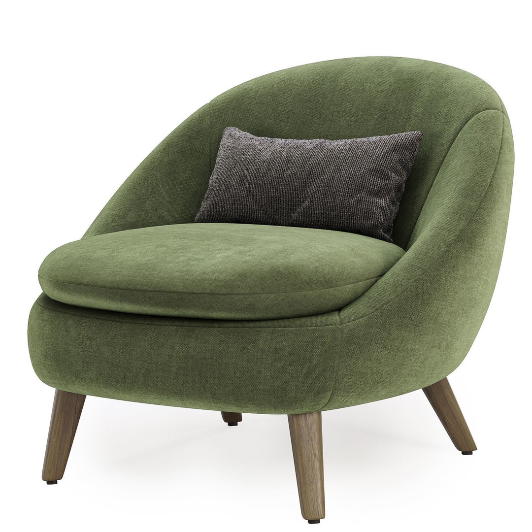 Cozy Chair 3D Model – Modern Fabric Armchair with Textures - View 6