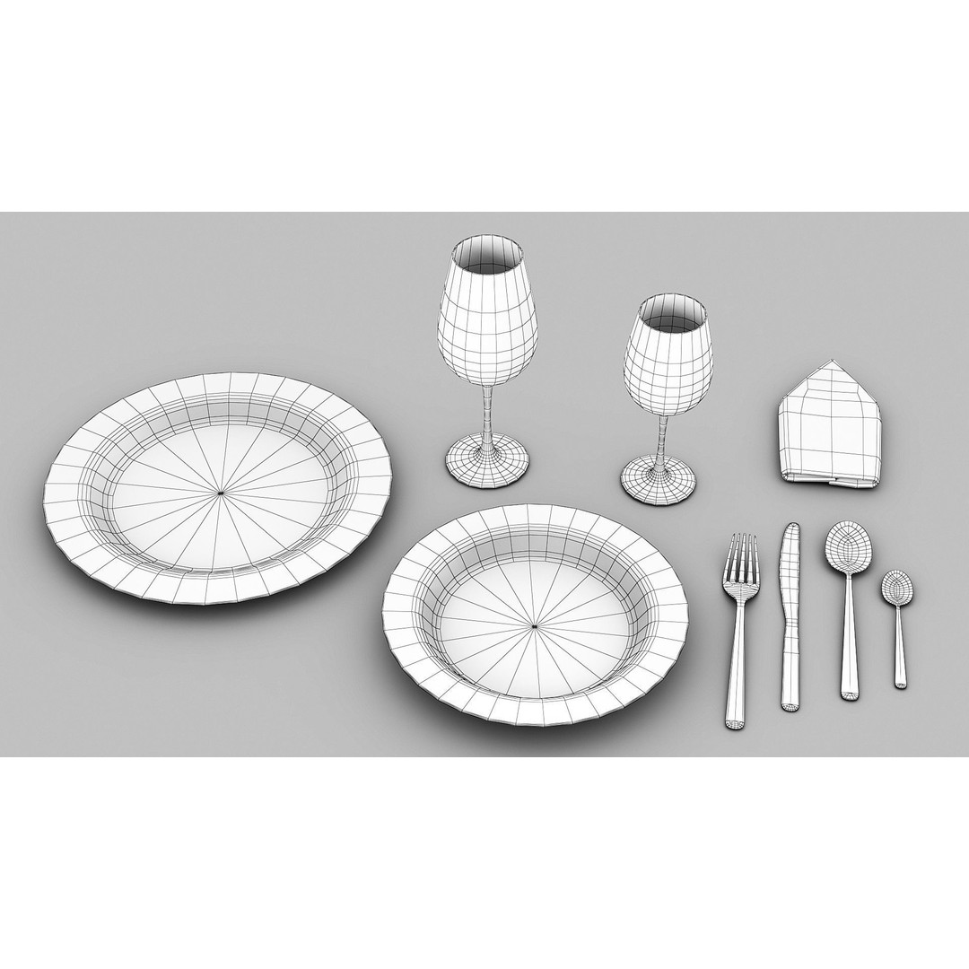 Classic Restaurant Table 3D Model – Low Poly PBR Furniture for Blender - View 11