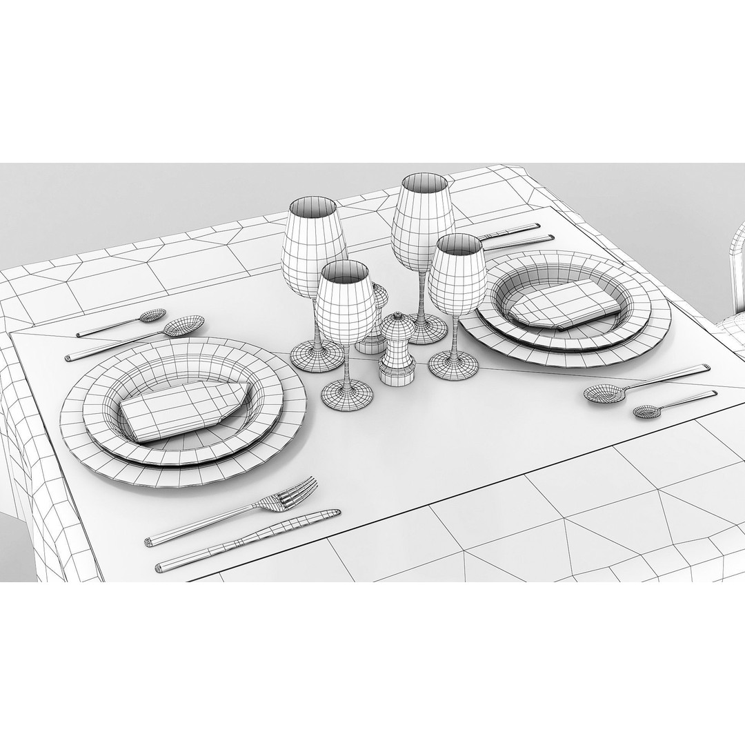 Classic Restaurant Table 3D Model – Low Poly PBR Furniture for Blender - View 5