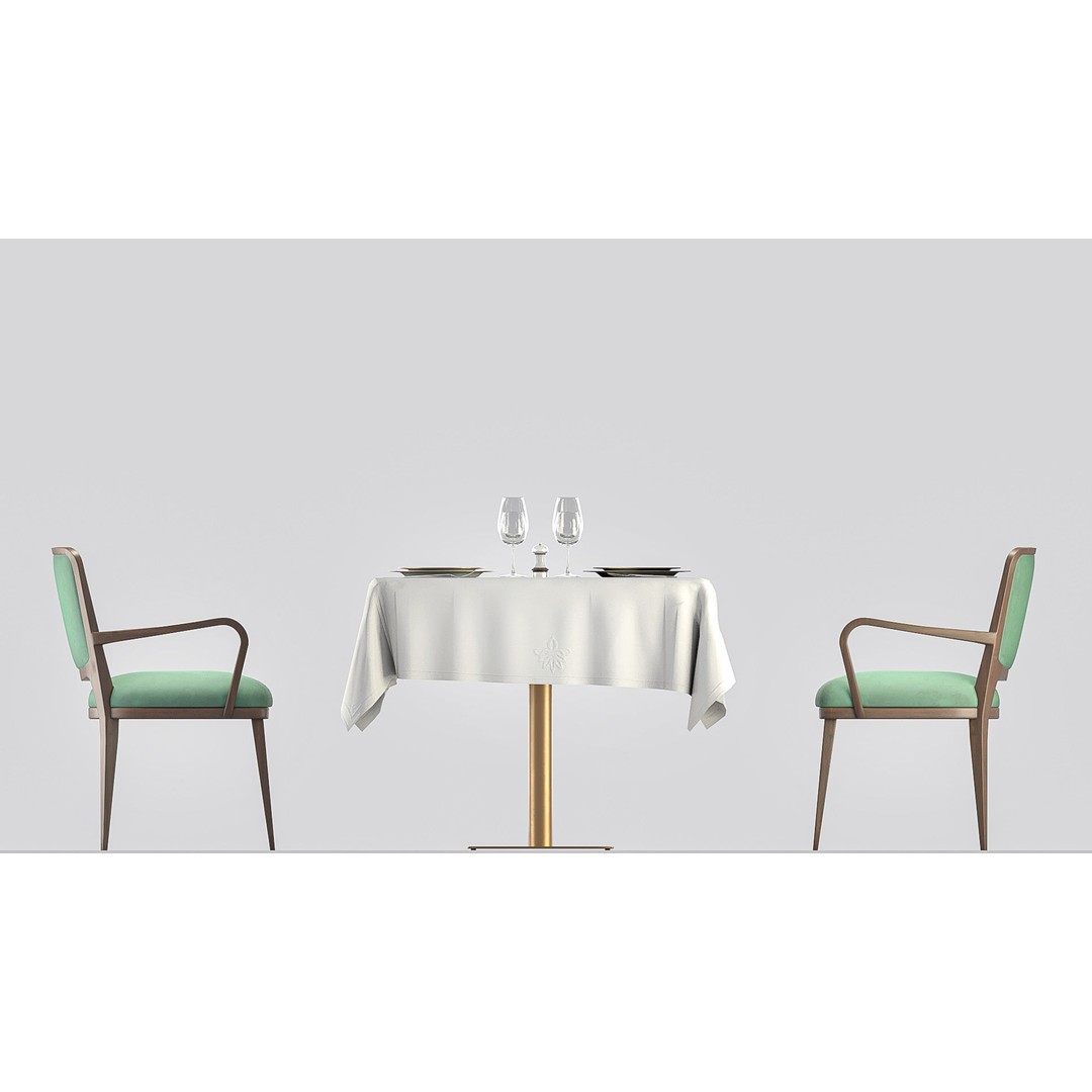Classic Restaurant Table 3D Model – Low Poly PBR Furniture for Blender - View 6