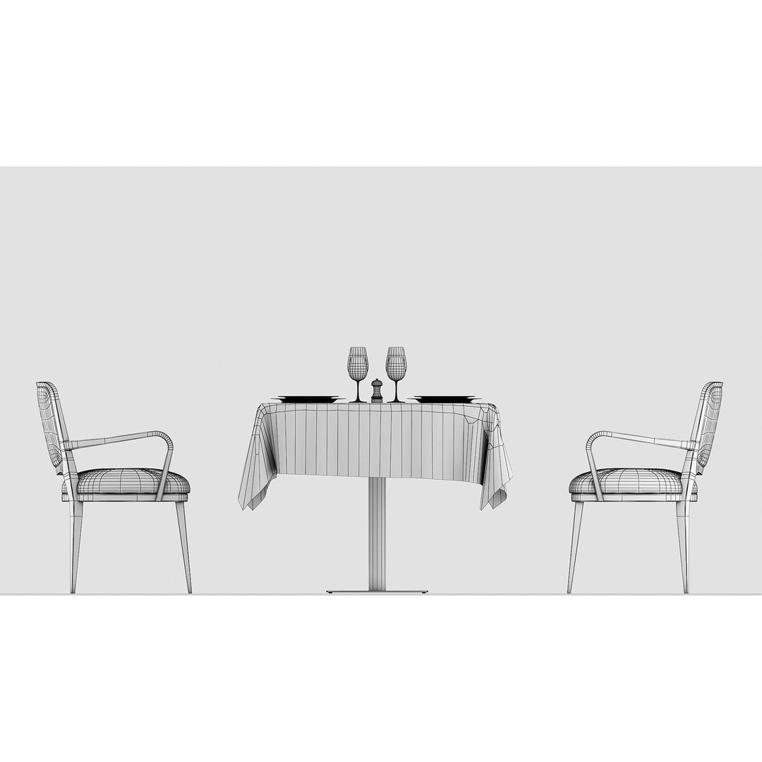 Classic Restaurant Table 3D Model – Low Poly PBR Furniture for Blender - View 7