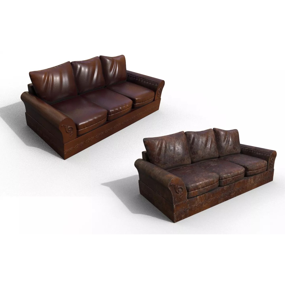 Sofa 3D Model – High-Quality Low Poly Furniture for Games, FBX - View 2