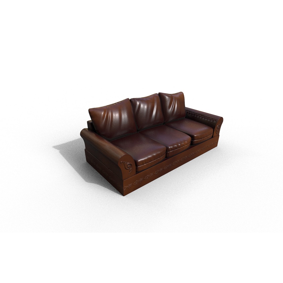 Sofa 3D Model – High-Quality Low Poly Furniture for Games, FBX - View 3