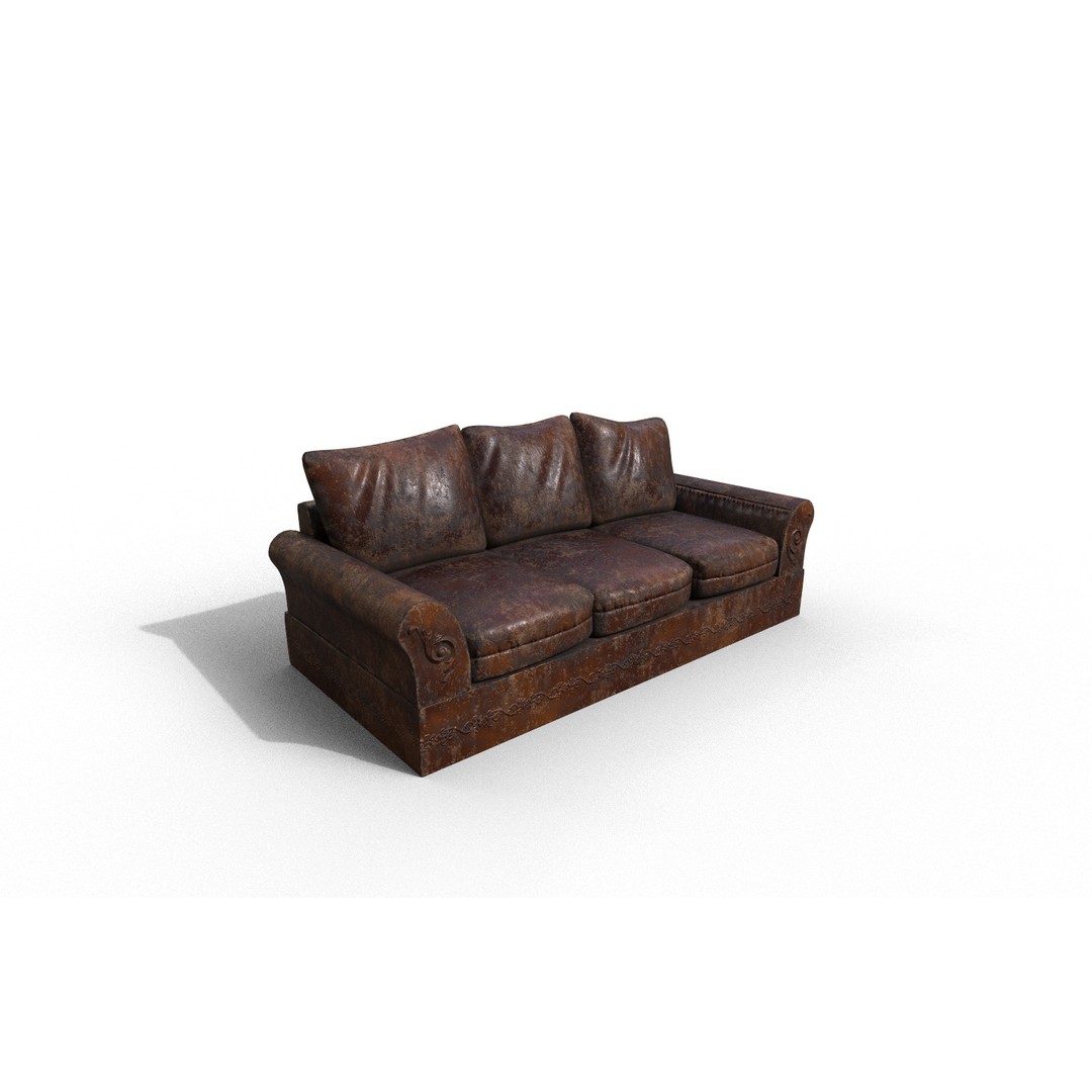 Sofa 3D Model – High-Quality Low Poly Furniture for Games, FBX - View 8