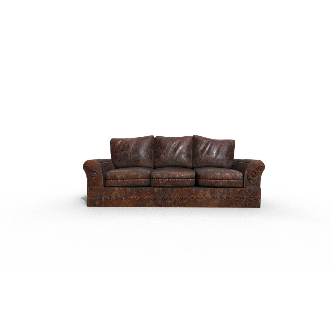 Sofa 3D Model – High-Quality Low Poly Furniture for Games, FBX - View 9