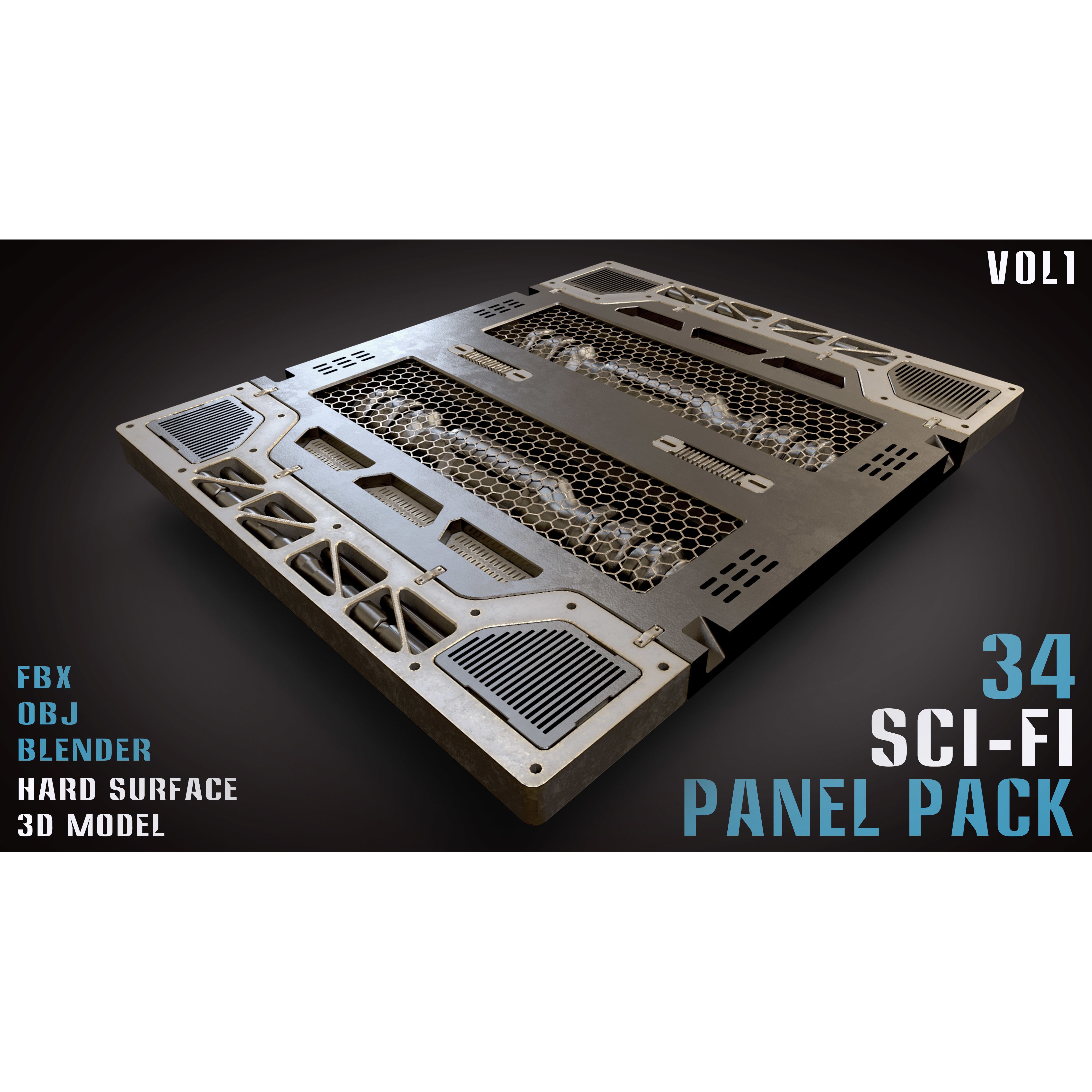 34 Sci-Fi Panel Pack - Game-Ready 3D Model - View 10