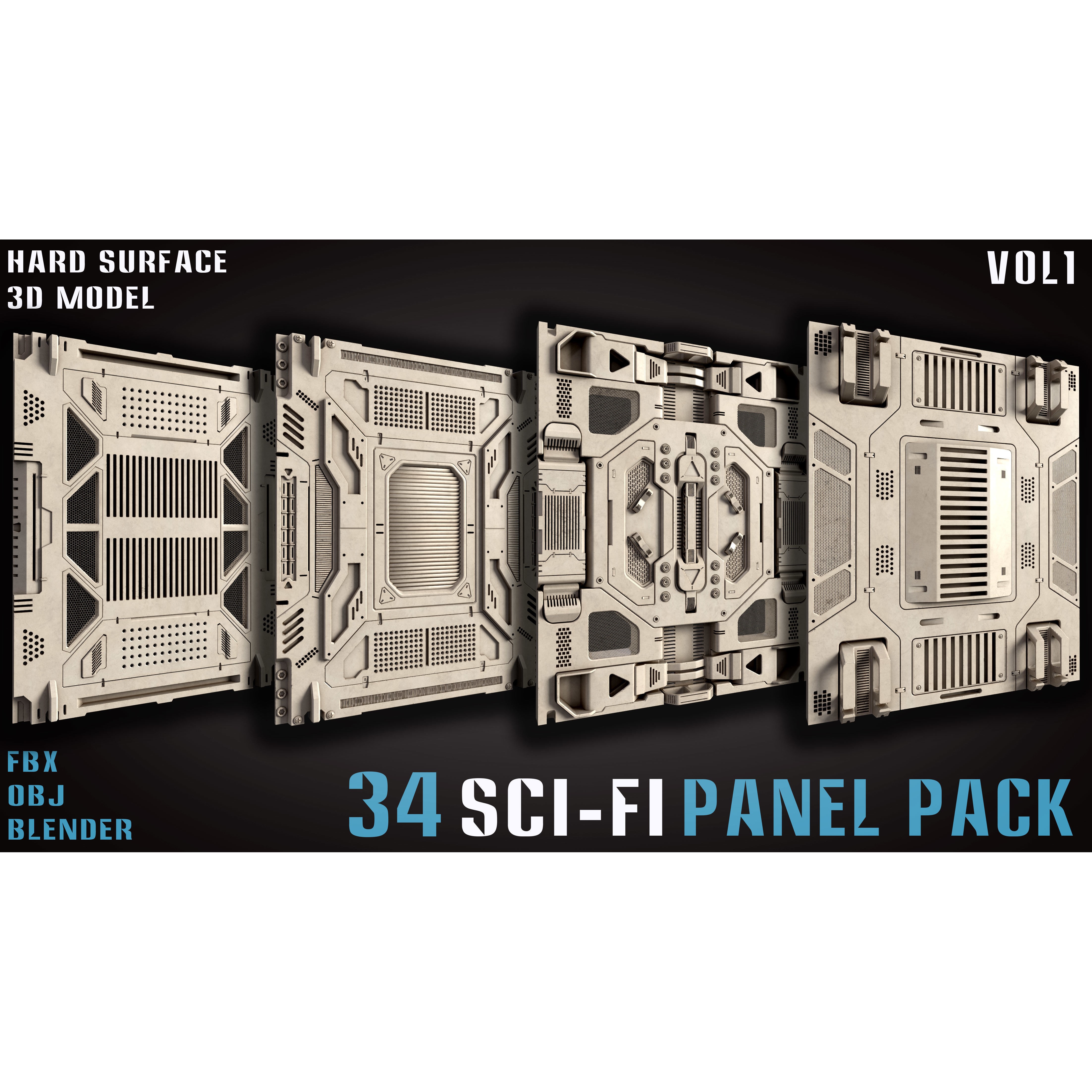 34 Sci-Fi Panel Pack - Game-Ready 3D Model - View 11