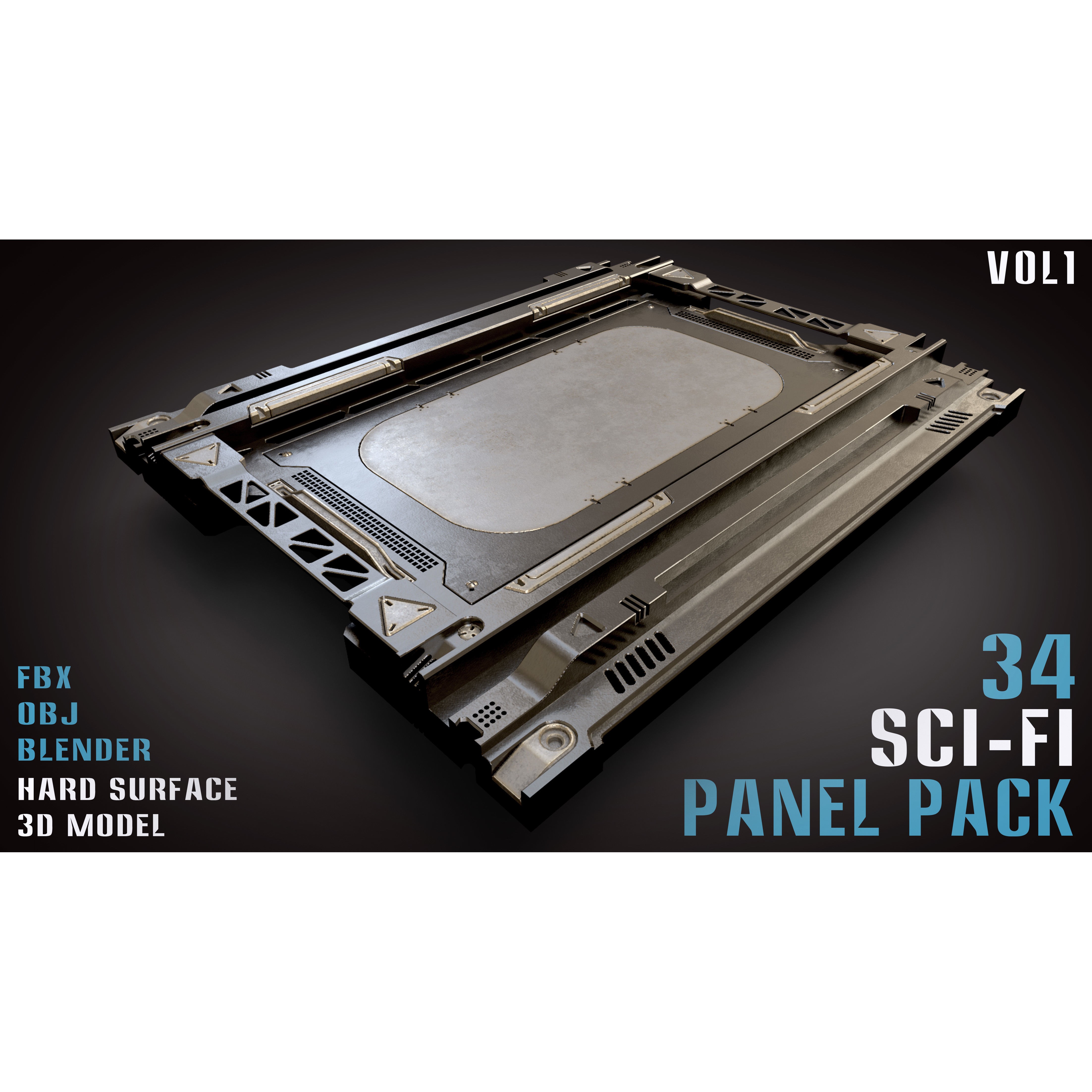 34 Sci-Fi Panel Pack - Game-Ready 3D Model - View 12