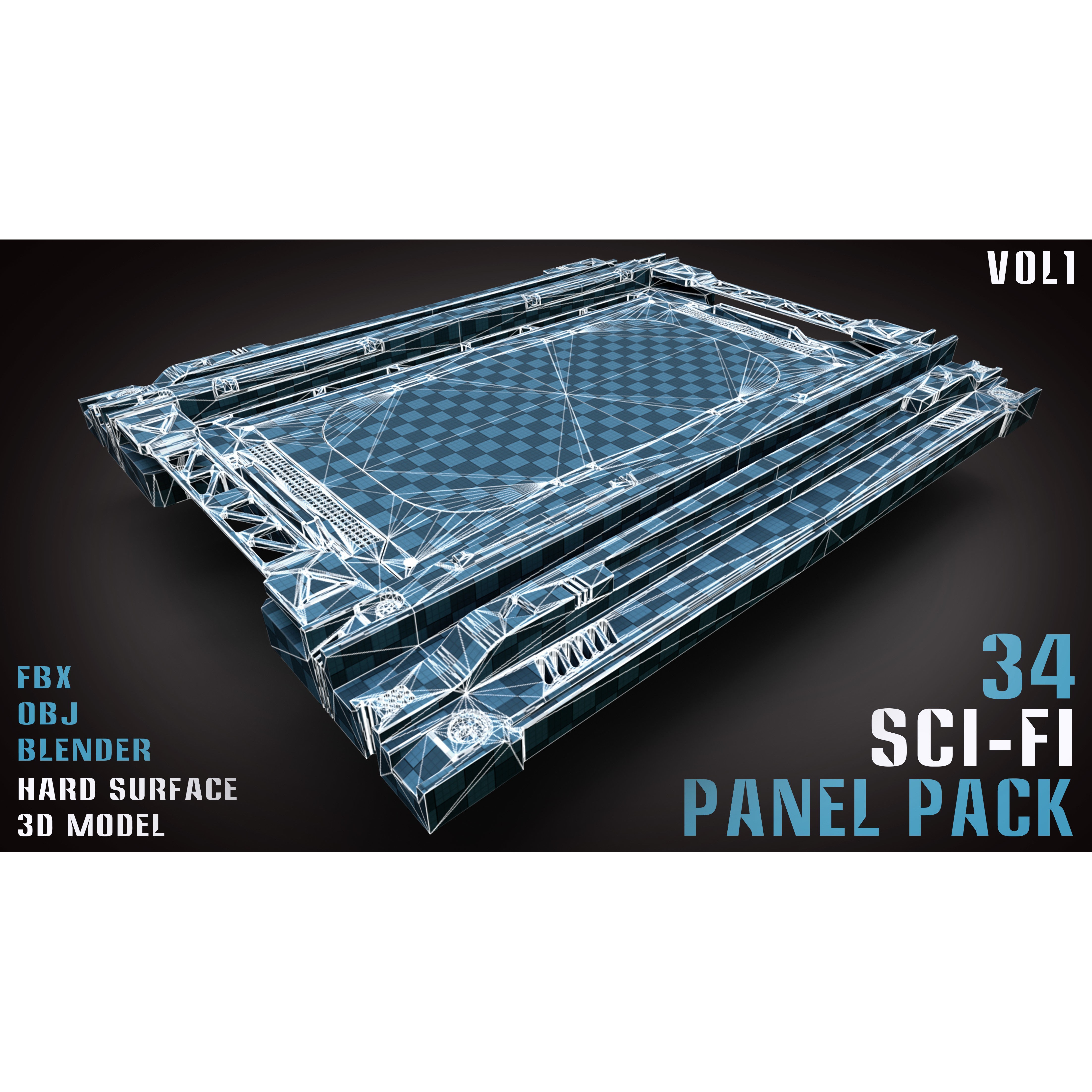 34 Sci-Fi Panel Pack - Game-Ready 3D Model - View 14