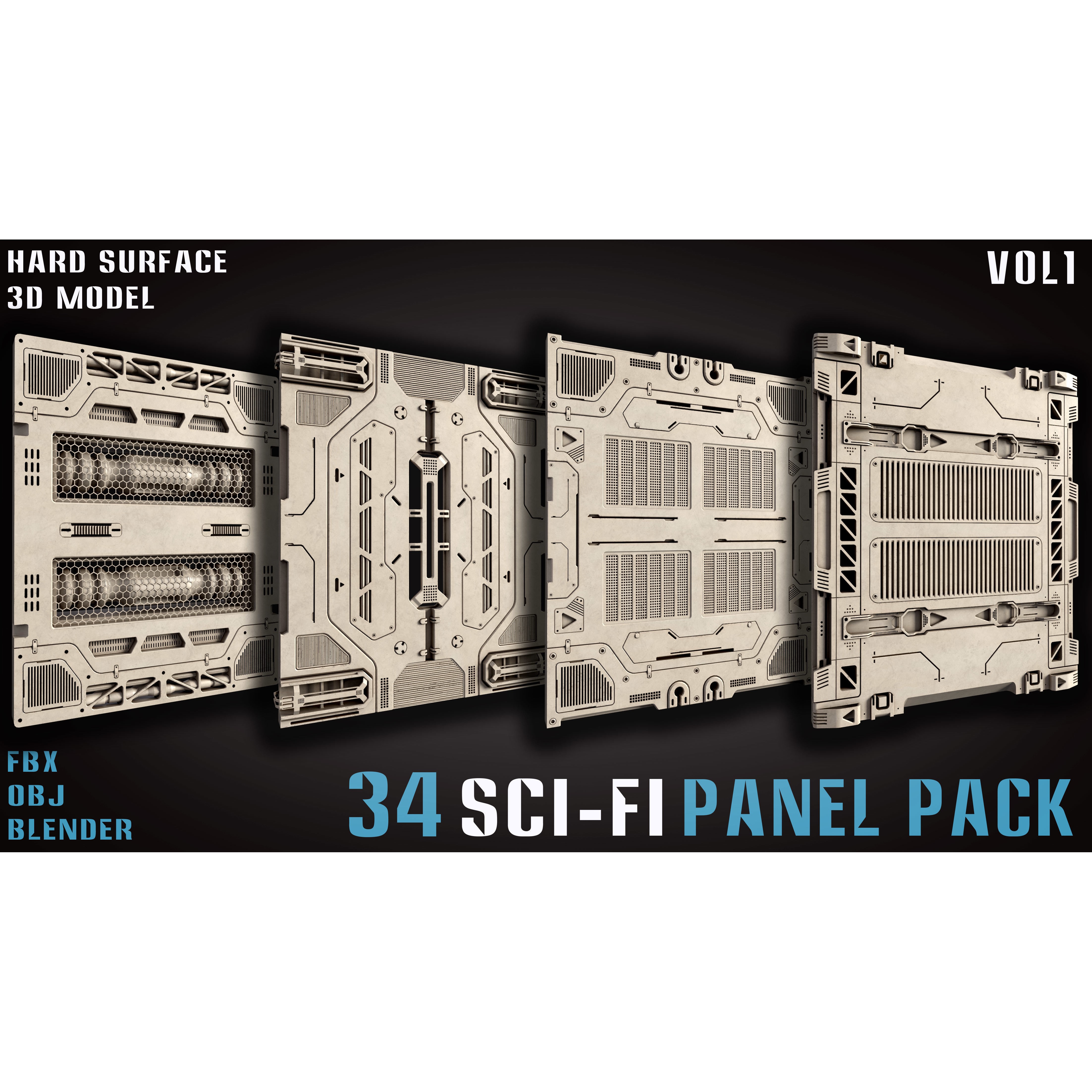34 Sci-Fi Panel Pack - Game-Ready 3D Model - View 15