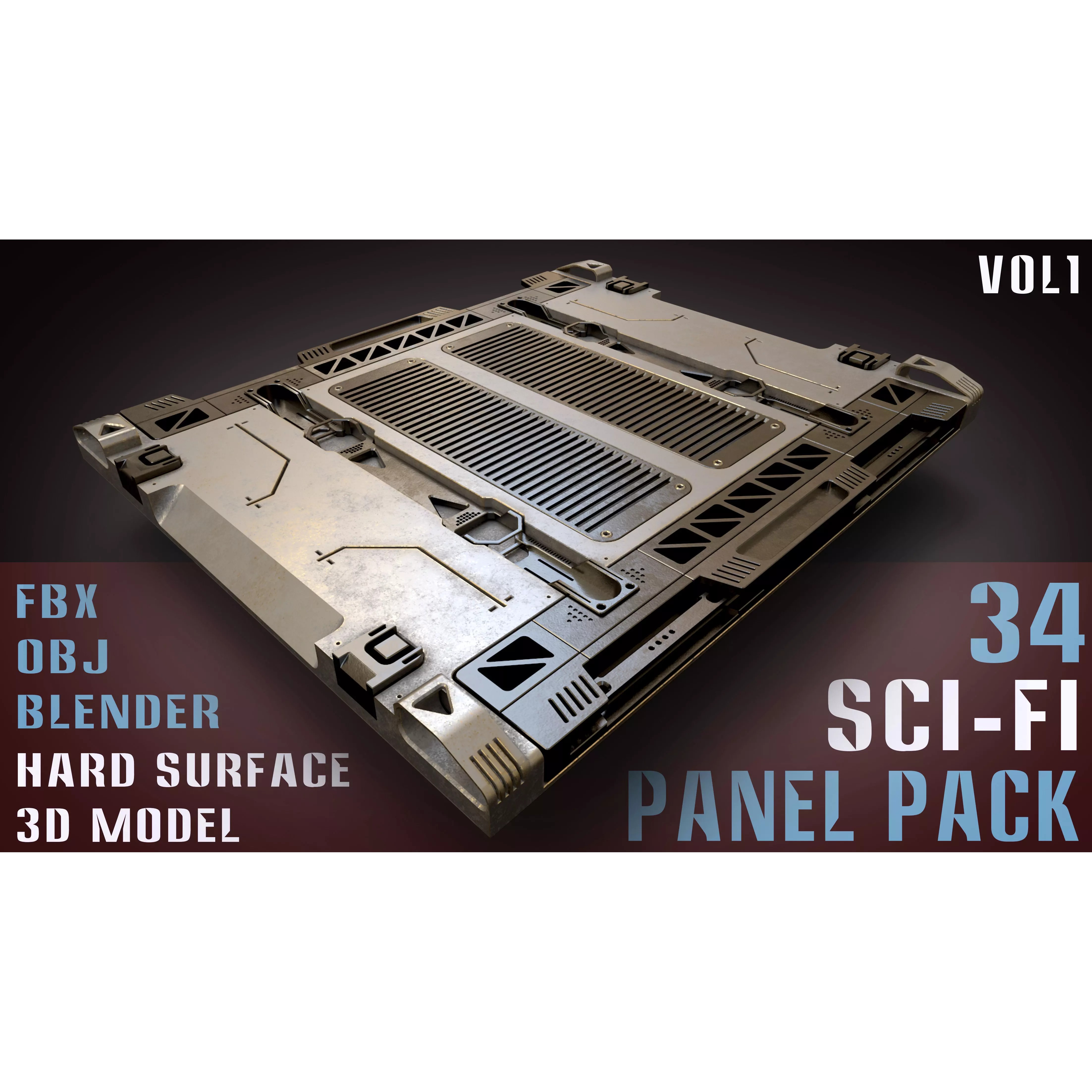 34 Sci-Fi Panel Pack - Game-Ready 3D Model - View 2