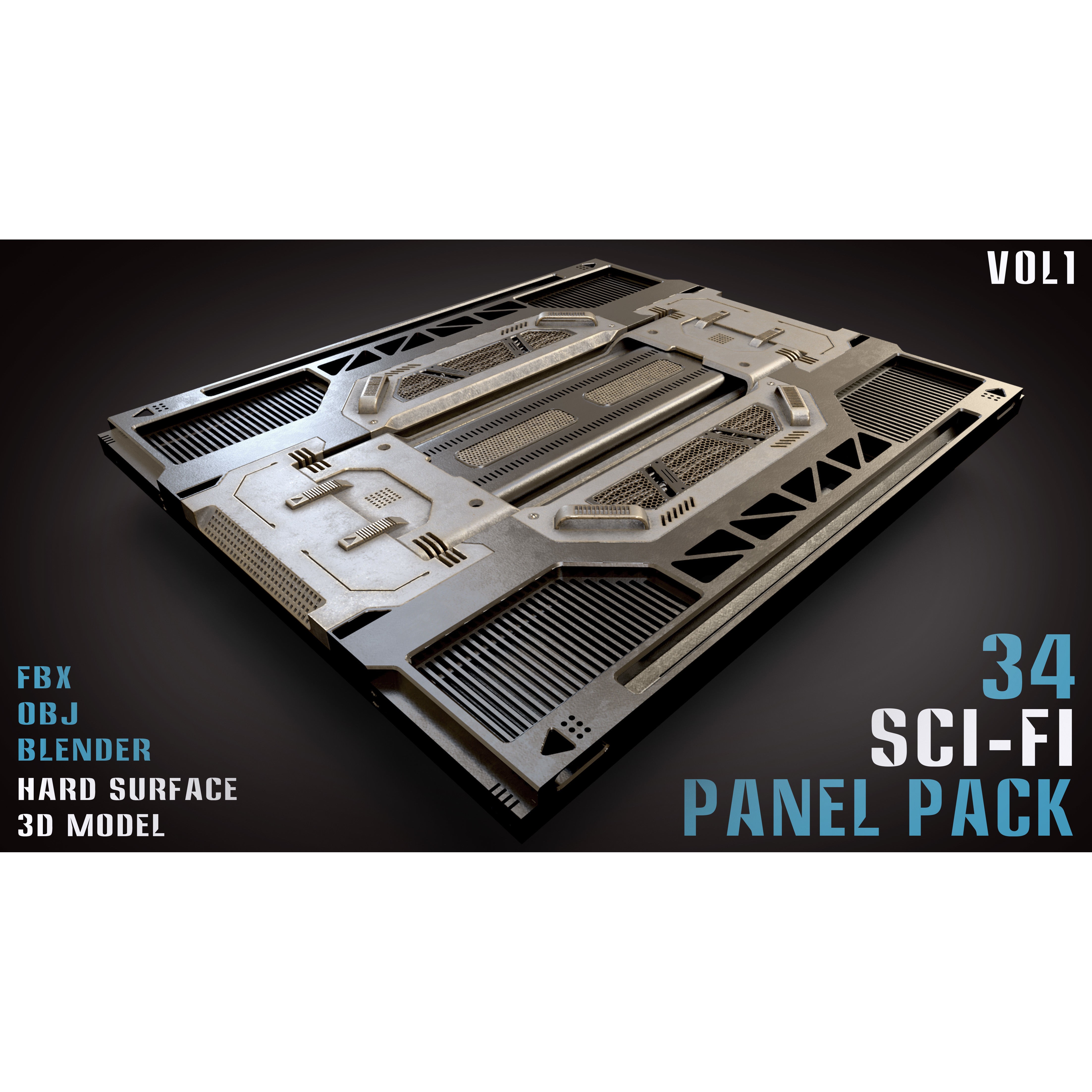 34 Sci-Fi Panel Pack - Game-Ready 3D Model - View 4