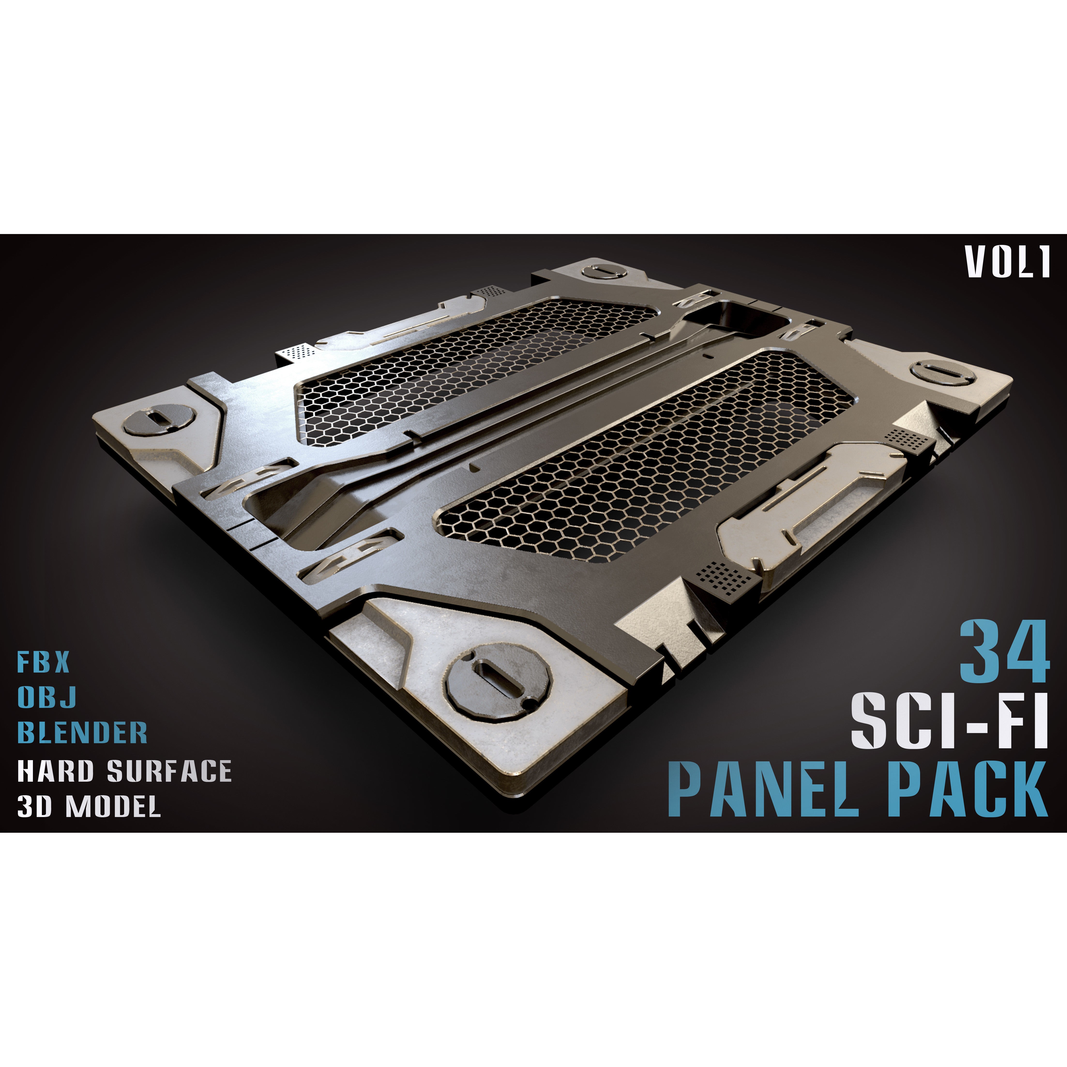 34 Sci-Fi Panel Pack - Game-Ready 3D Model - View 6