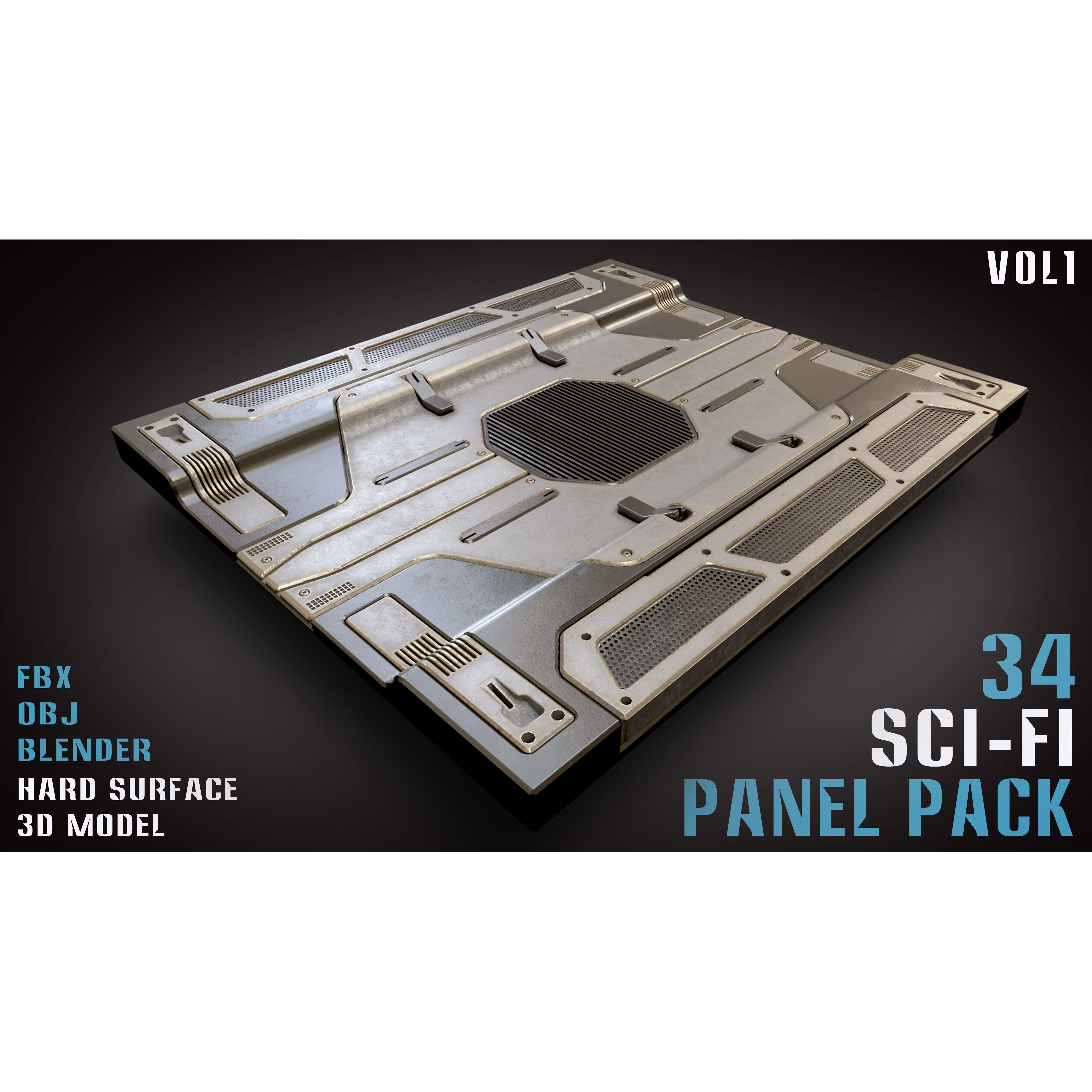 34 Sci-Fi Panel Pack - Game-Ready 3D Model - View 8
