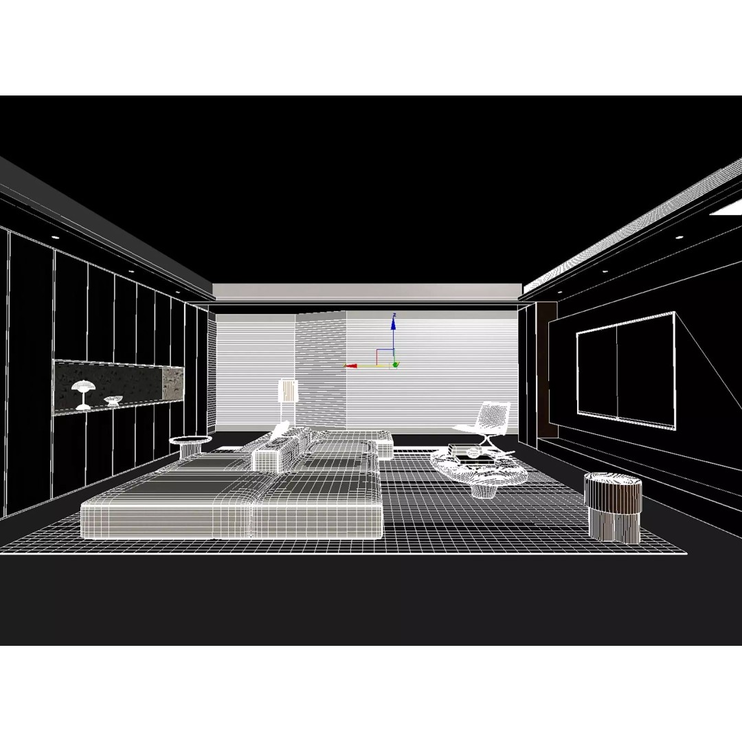 Minimalist Luxury Living Lounge 3D Model – PBR, Fully Textured, Multiple Formats