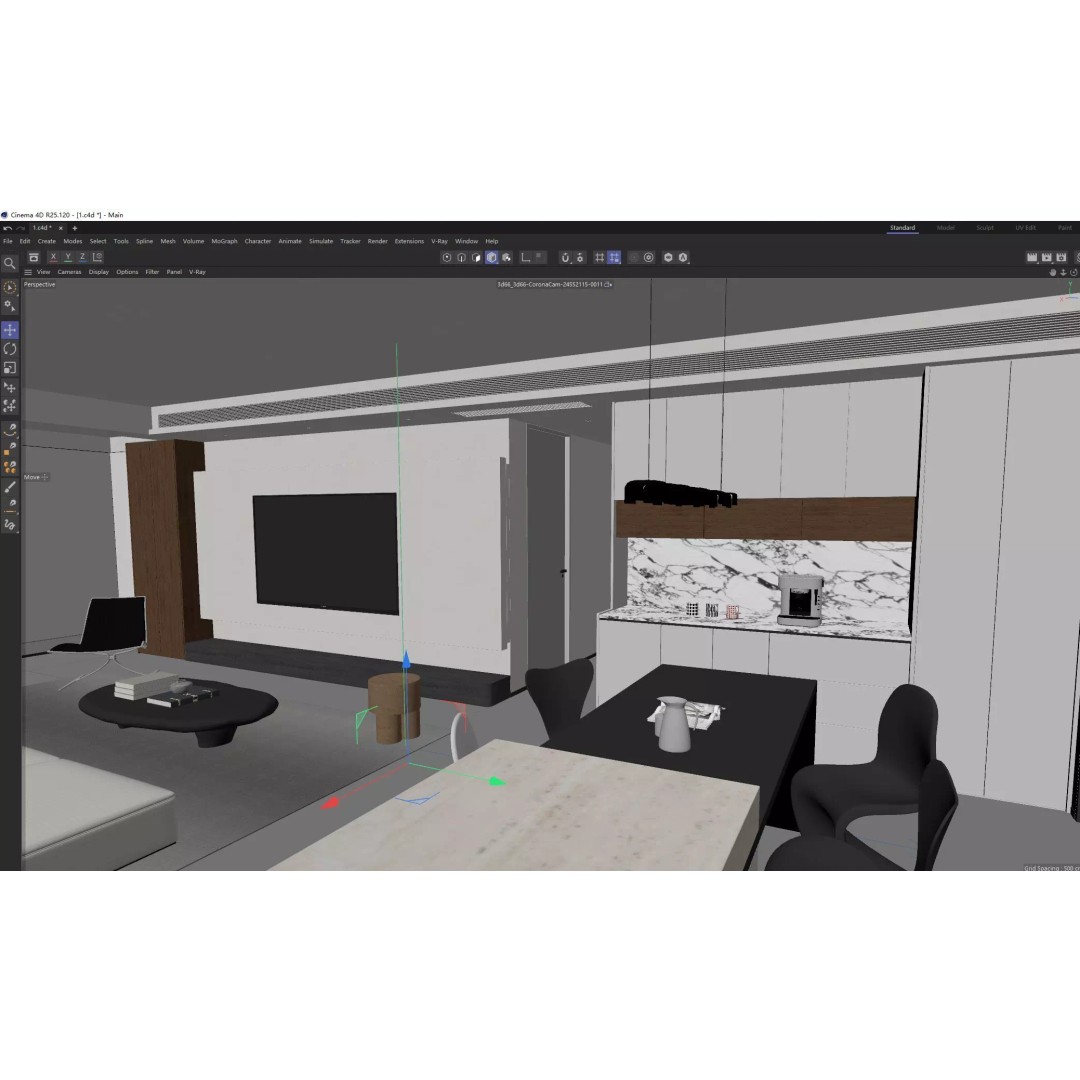 Minimalist Luxury Living Lounge 3D Model – PBR, Fully Textured, Multiple Formats - View 11