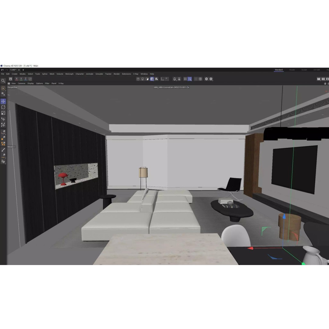 Minimalist Luxury Living Lounge 3D Model – PBR, Fully Textured, Multiple Formats - View 12