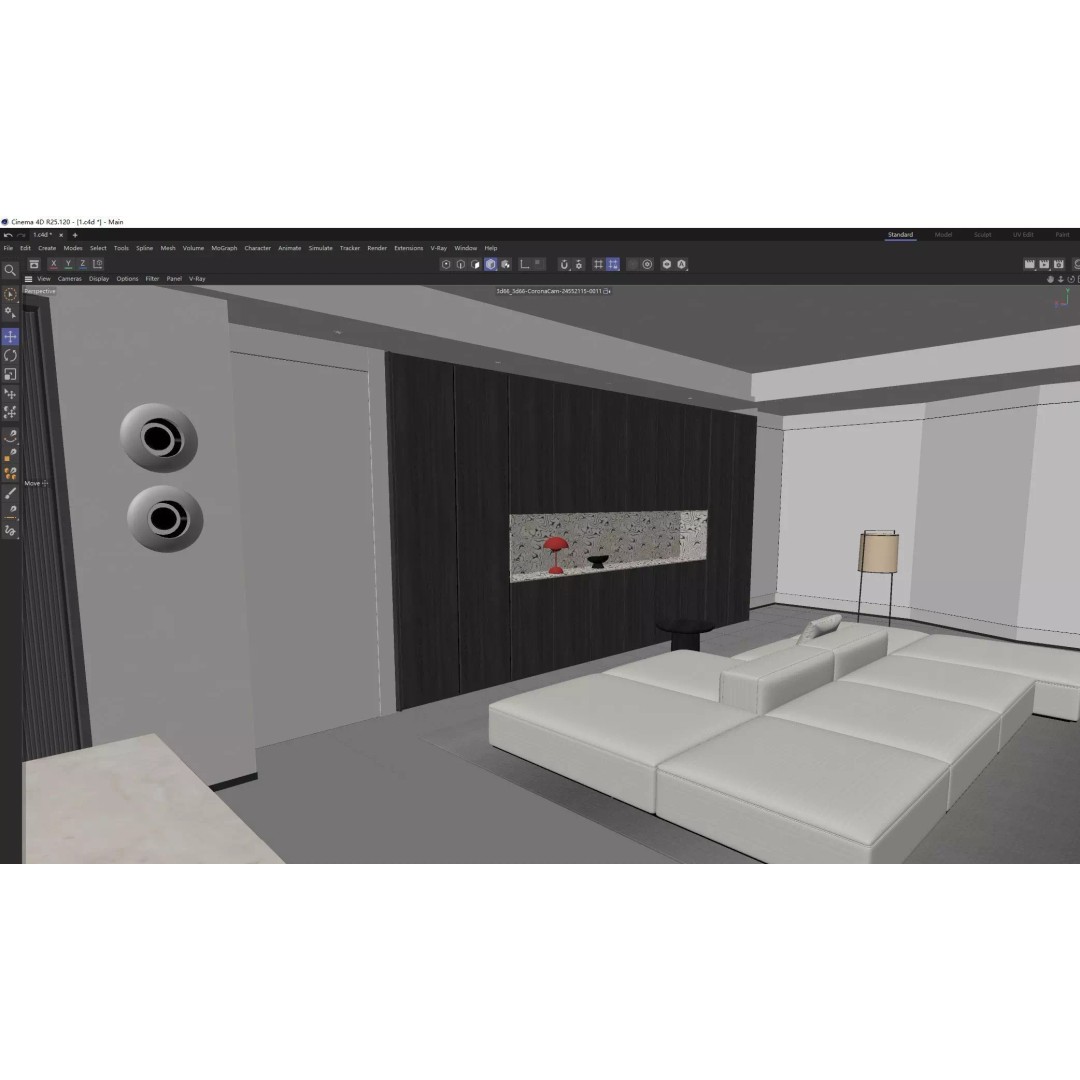 Minimalist Luxury Living Lounge 3D Model – PBR, Fully Textured, Multiple Formats - View 13