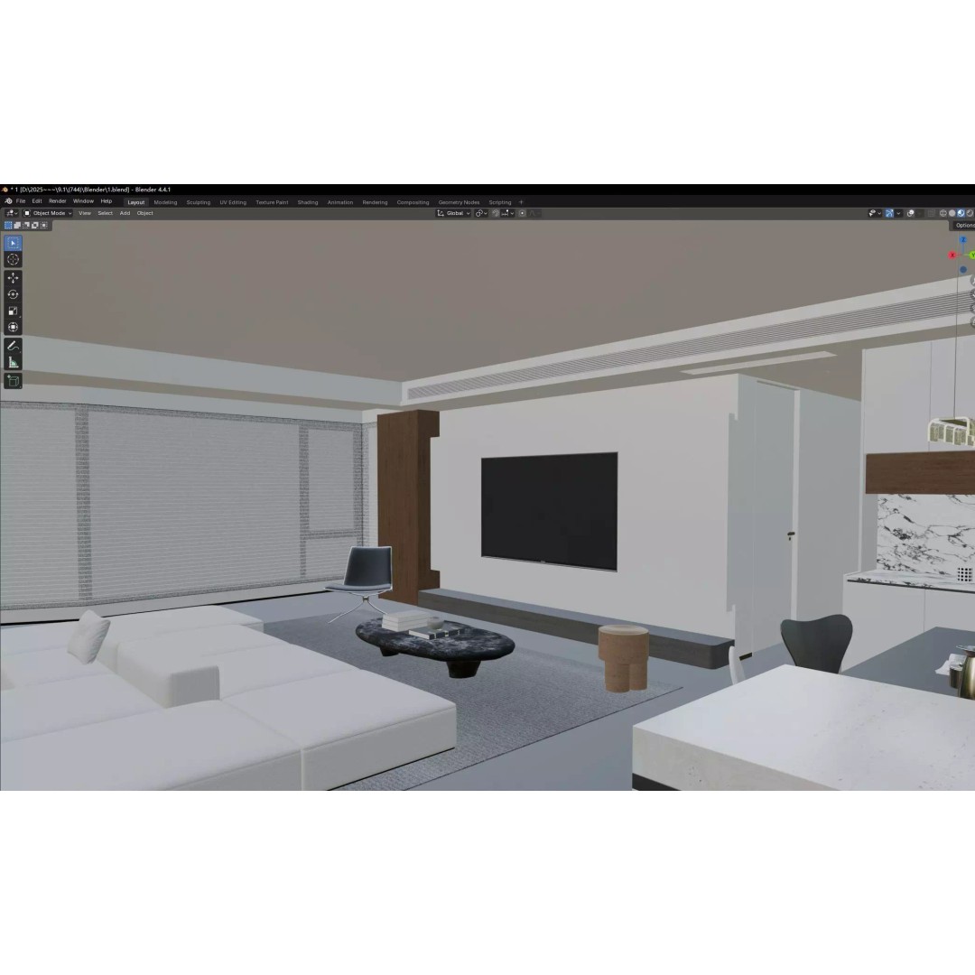 Minimalist Luxury Living Lounge 3D Model – PBR, Fully Textured, Multiple Formats - View 15
