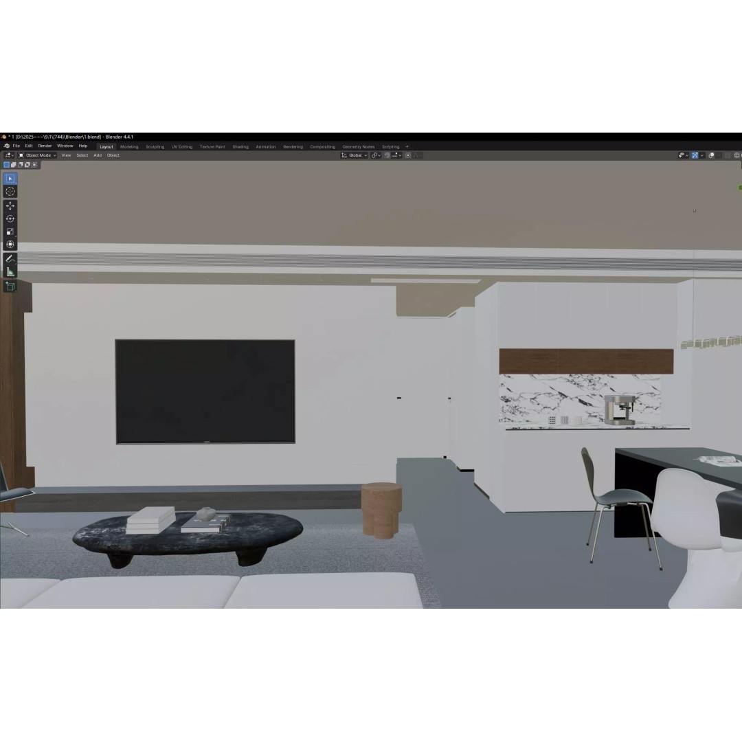 Minimalist Luxury Living Lounge 3D Model – PBR, Fully Textured, Multiple Formats - View 16