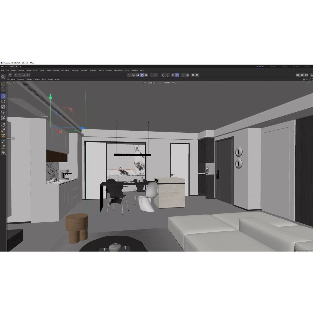 Minimalist Luxury Living Lounge 3D Model – PBR, Fully Textured, Multiple Formats - View 17