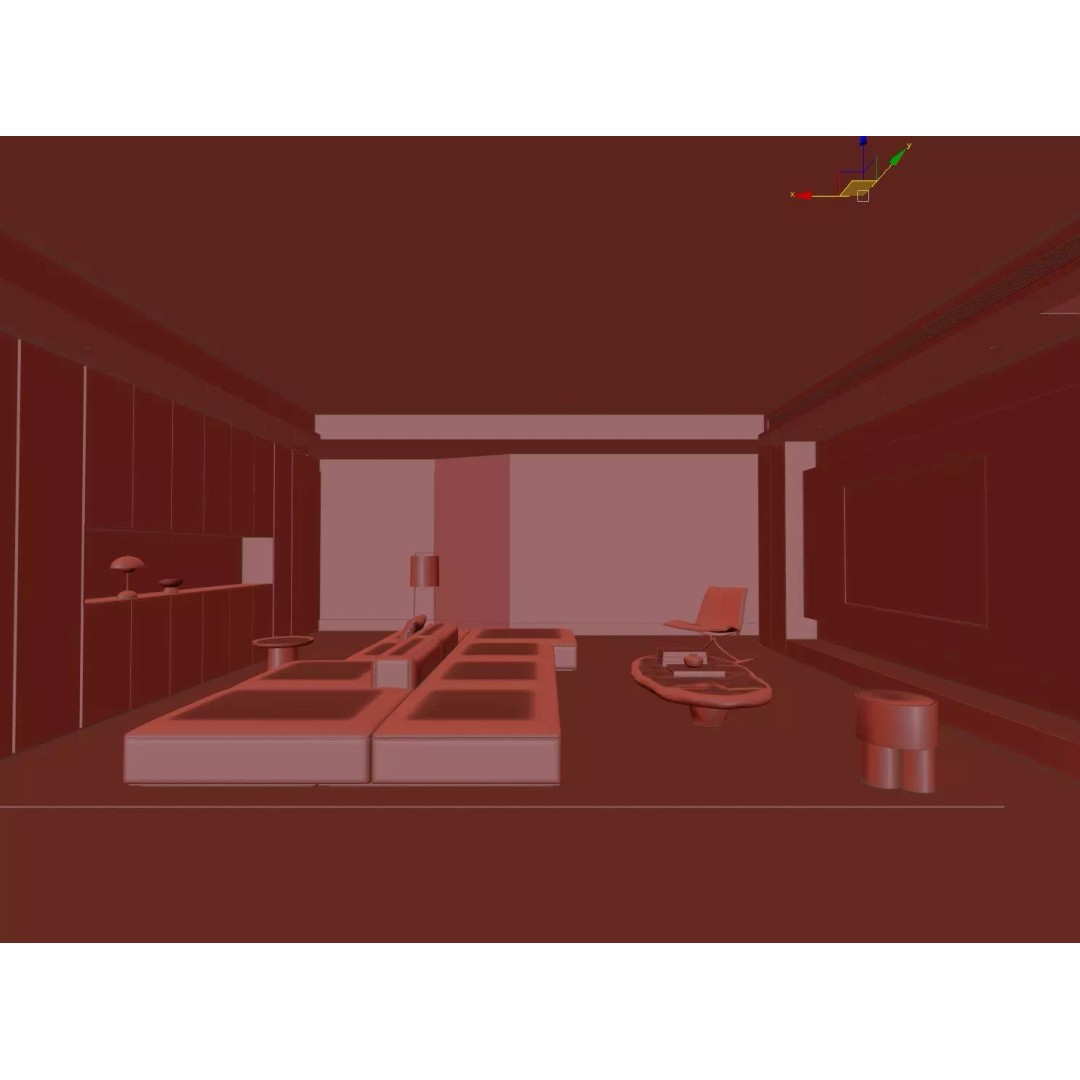 Minimalist Luxury Living Lounge 3D Model – PBR, Fully Textured, Multiple Formats - View 18