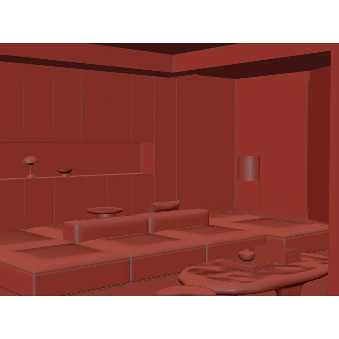 Minimalist Luxury Living Lounge 3D Model – PBR, Fully Textured, Multiple Formats - View 21