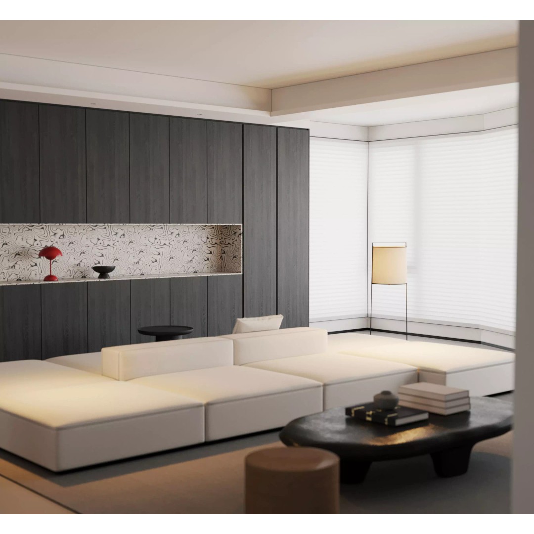 Minimalist Luxury Living Lounge 3D Model – PBR, Fully Textured, Multiple Formats - View 4