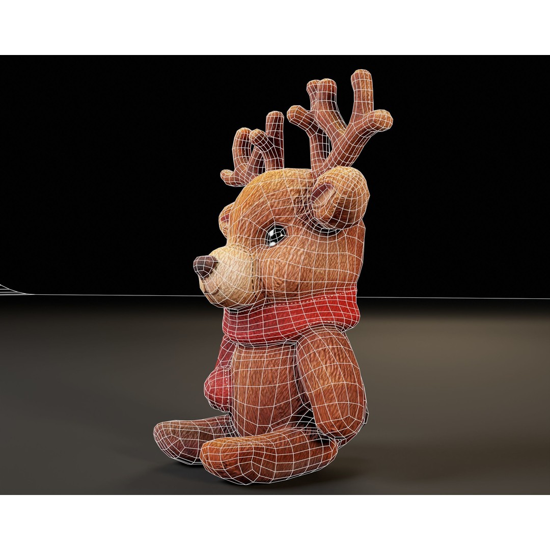 Christmas Reindeer Stuffed Toy 3D Model – Low Poly PBR Asset, FBX, OBJ - View 10
