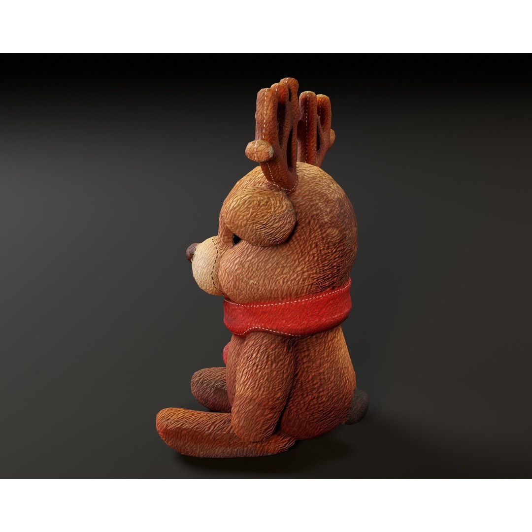 Christmas Reindeer Stuffed Toy 3D Model – Low Poly PBR Asset, FBX, OBJ - View 11