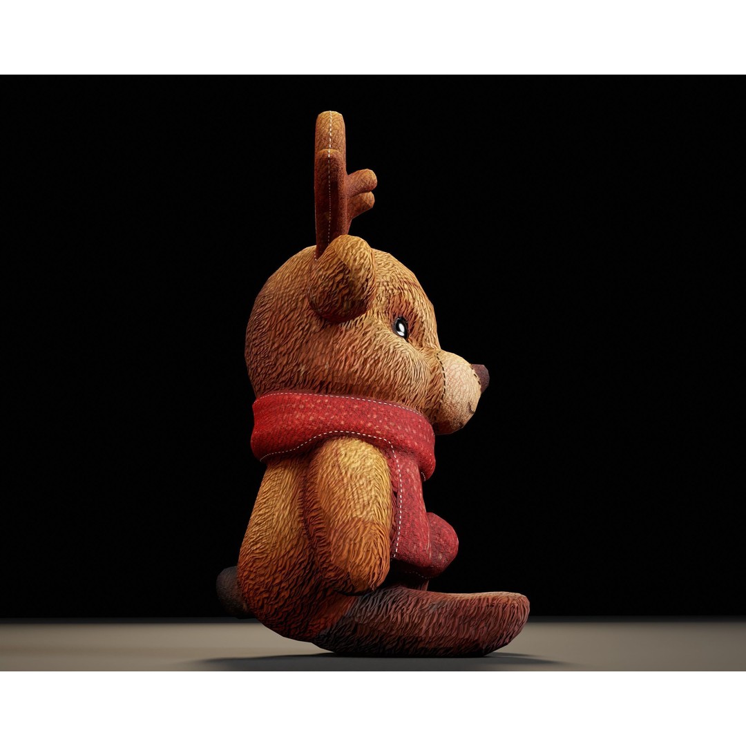 Christmas Reindeer Stuffed Toy 3D Model – Low Poly PBR Asset, FBX, OBJ - View 13