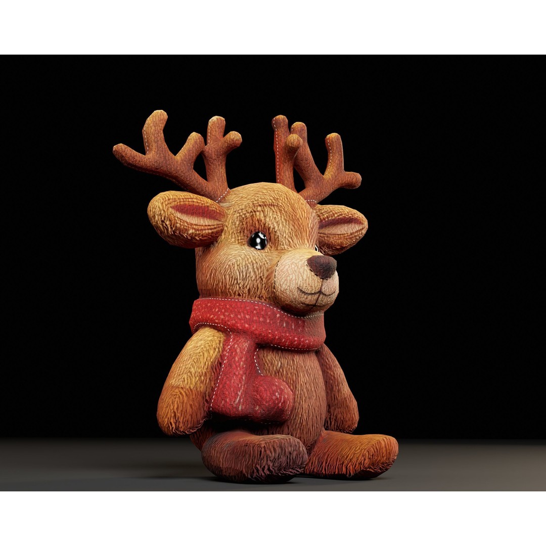 Christmas Reindeer Stuffed Toy 3D Model – Low Poly PBR Asset, FBX, OBJ - View 15