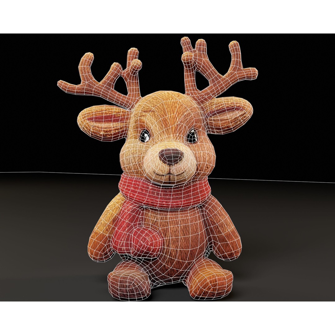 Christmas Reindeer Stuffed Toy 3D Model – Low Poly PBR Asset, FBX, OBJ - View 6